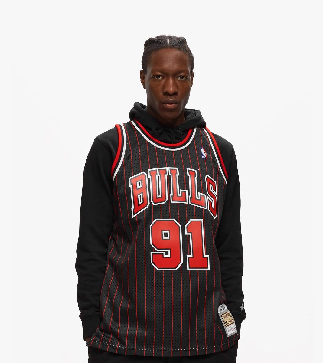 Dennis Rodman Chicago Bulls Mitchell & Ness NBA 95 Alt Road Swingman Jersey - Black