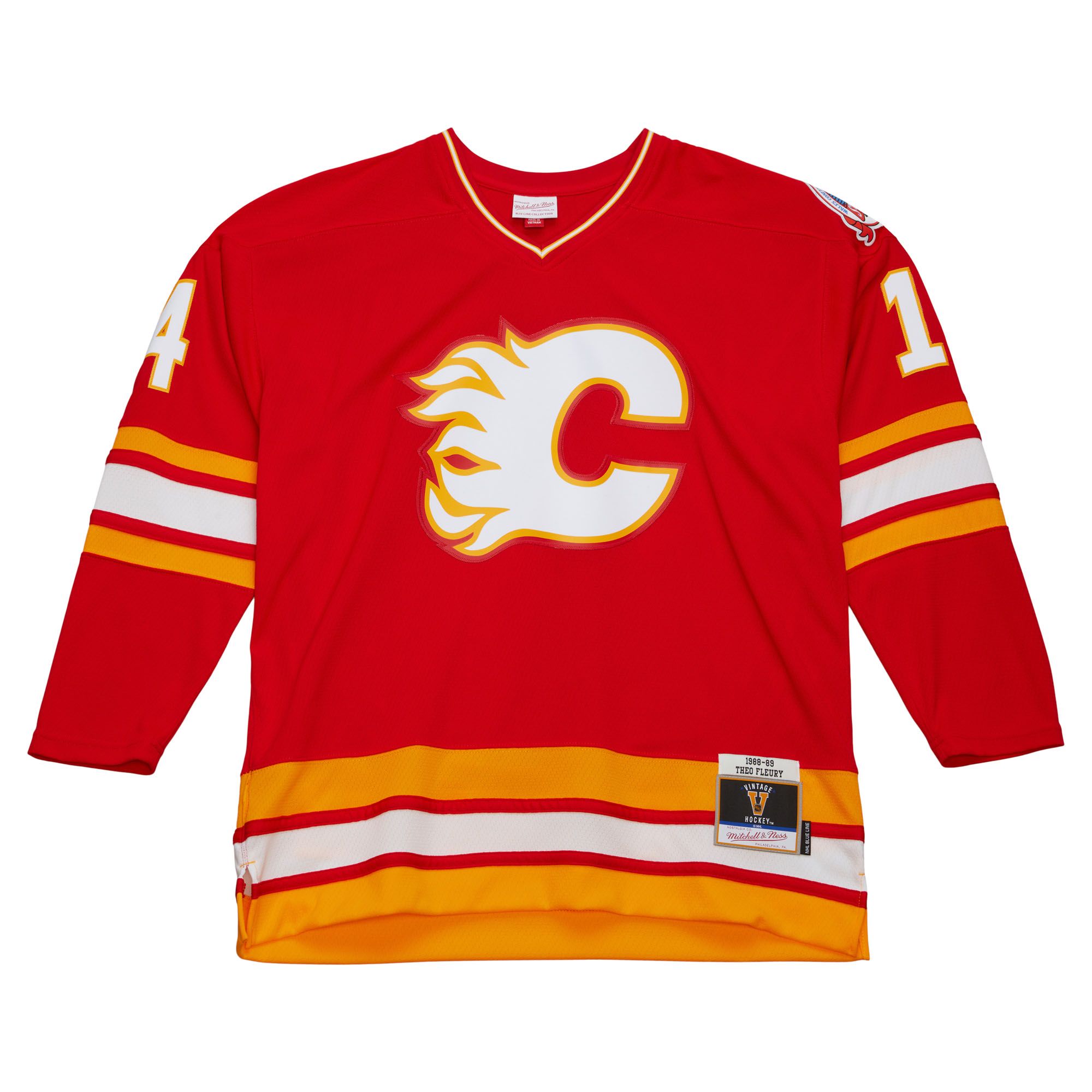 Theo Fleury Calgary Flames Mitchell & Ness NHL 88-89 Blue Line Jersey  - Red