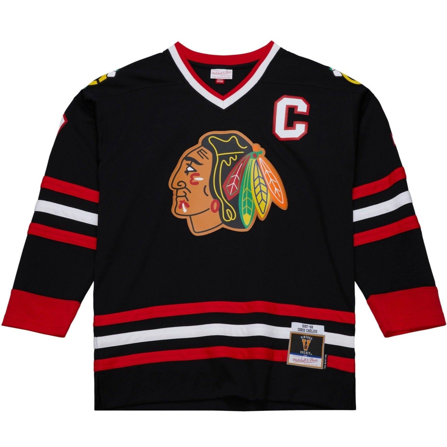 Chris Chelios Chicago Blackhawks Mitchell & Ness NHL 97/98 Blue Line Jersey - Black