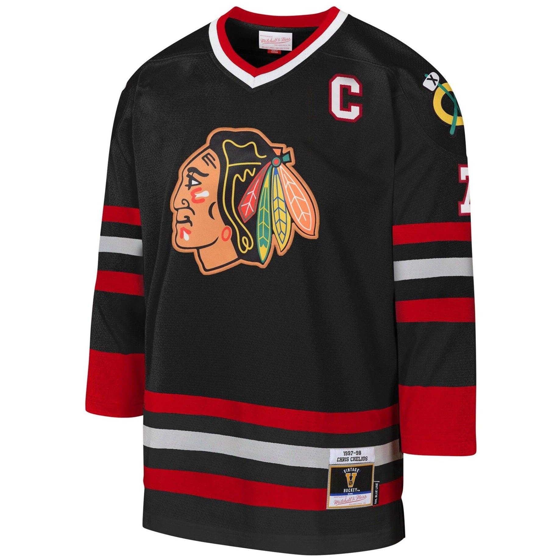 Chris Chelios Chicago Blackhawks Mitchell & Ness NHL 97/98 Blue Line Jersey - Black