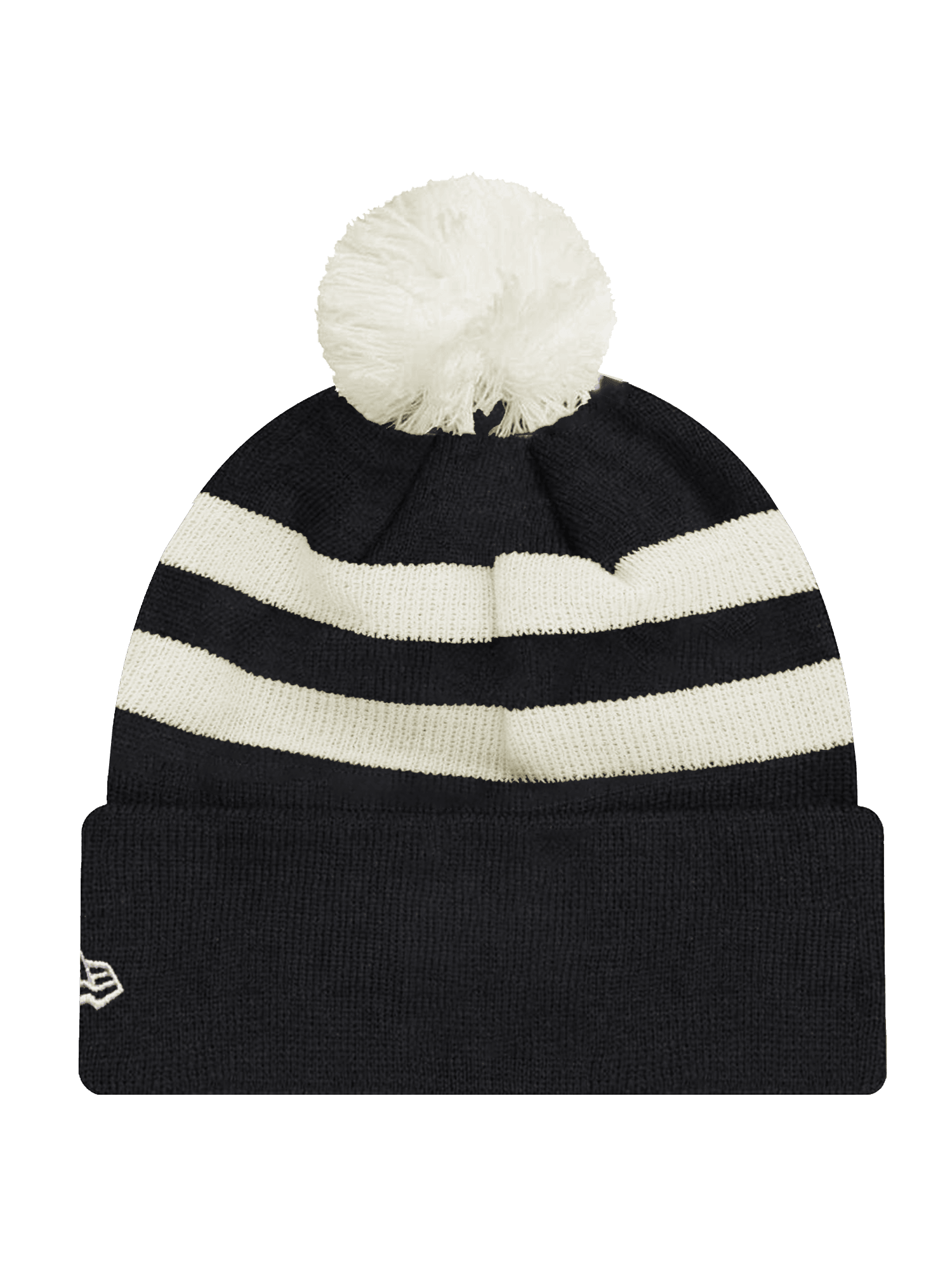 New Orleans Saints New Era NFL Ivory Stripe Pom Knit Beanie - Black