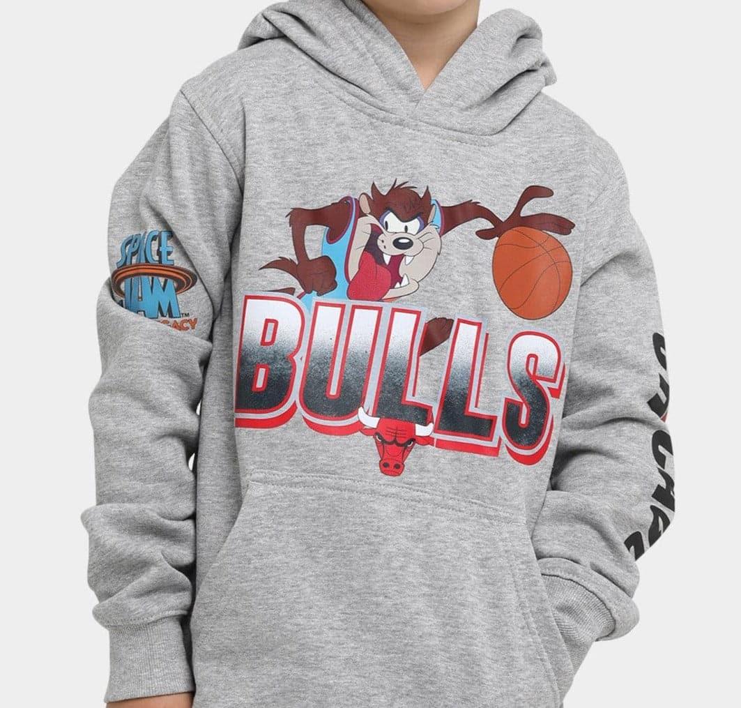 Youths Chicago Bulls Space Jam 2 Movie Outerstuff Tune Hoodie Jumper - Grey