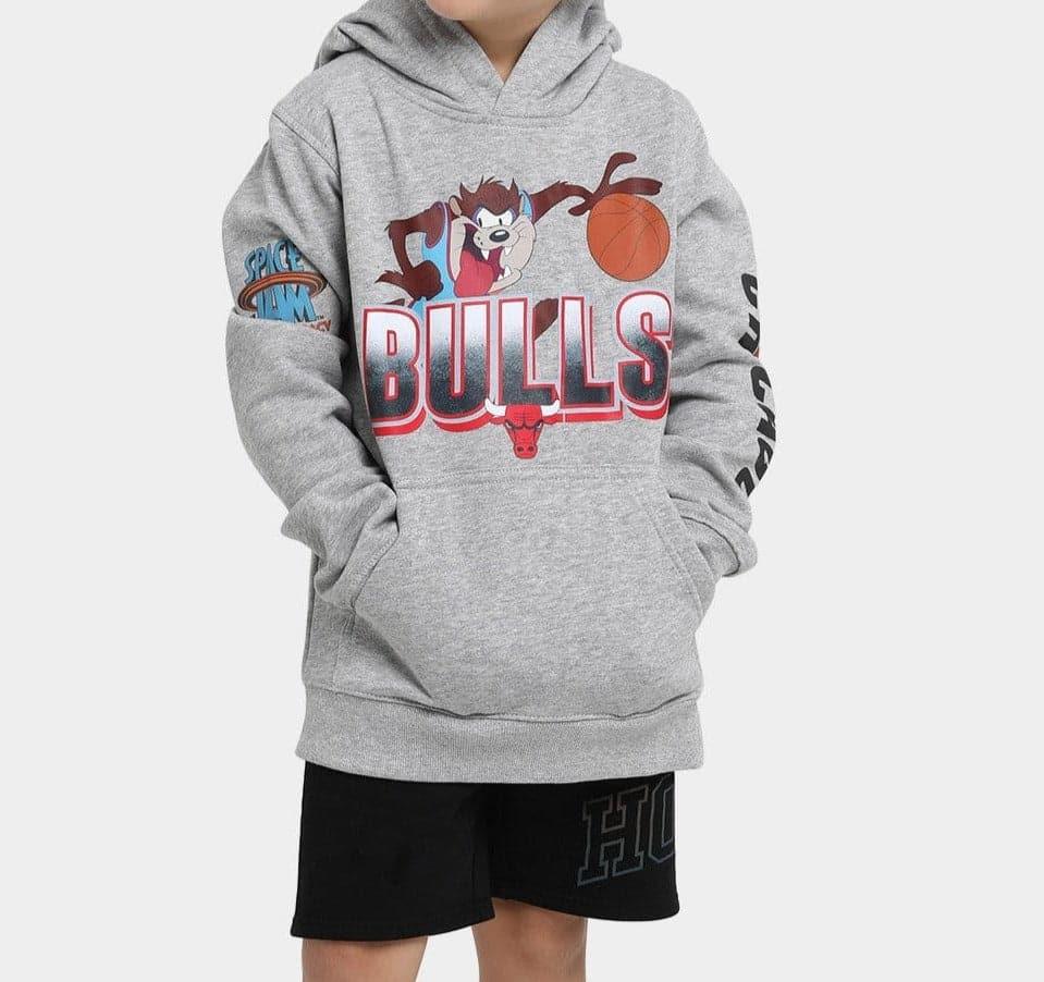 Youths Chicago Bulls Space Jam 2 Movie Outerstuff Tune Hoodie Jumper - Grey