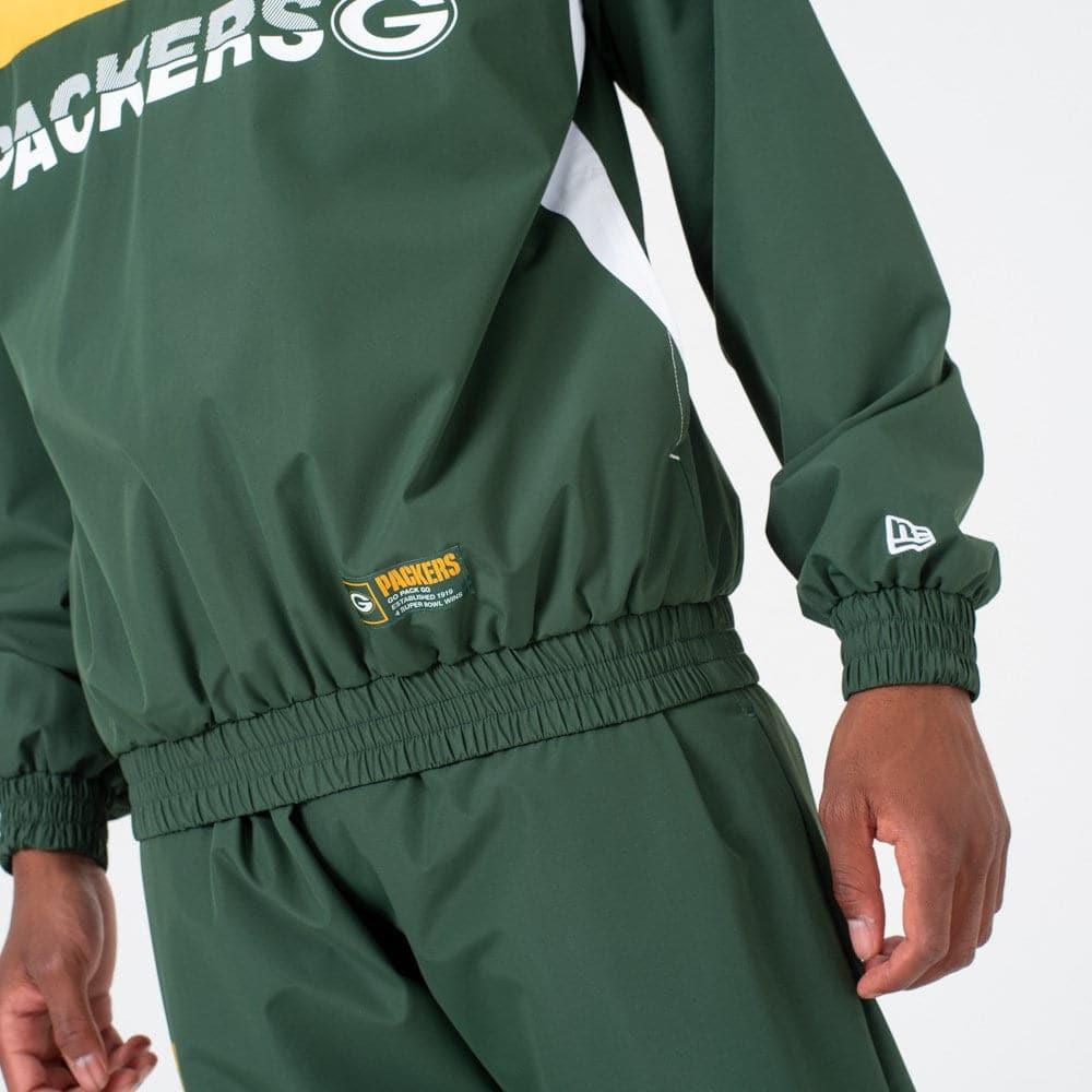 Green Bay Packers New Era NFL Colour Block Hooded Windbreaker Jacket - Green