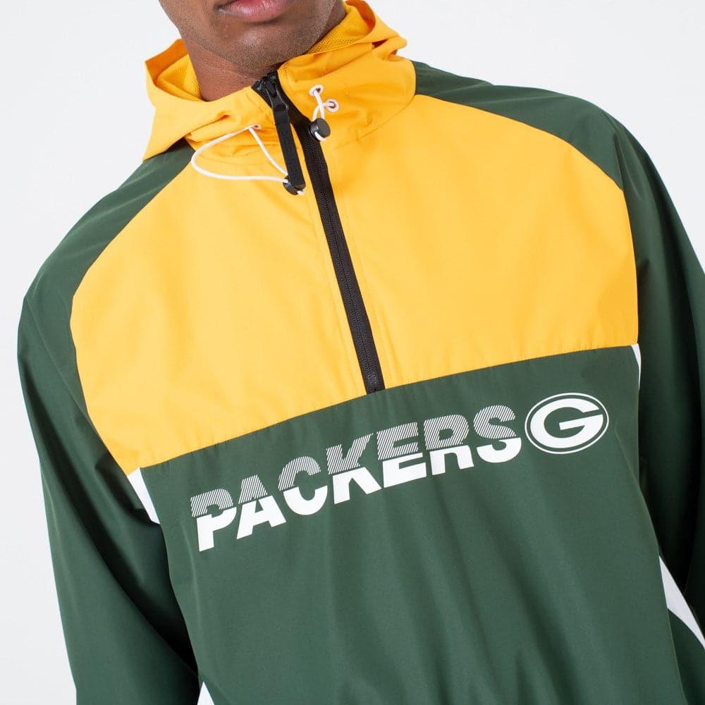 Green Bay Packers New Era NFL Colour Block Hooded Windbreaker Jacket - Green