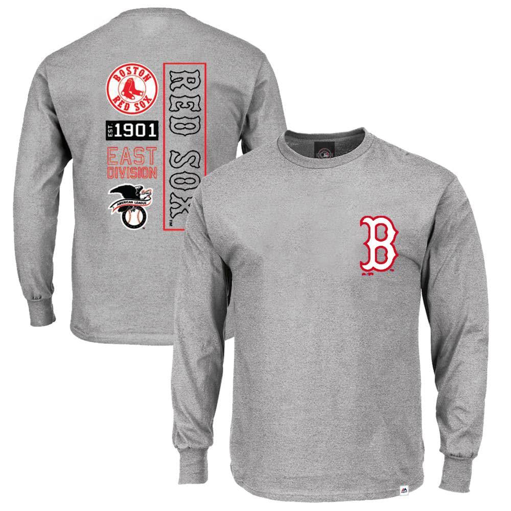 Boston Red Sox Majestic MLB Gramer Long Sleeve T-Shirt - Grey Marle