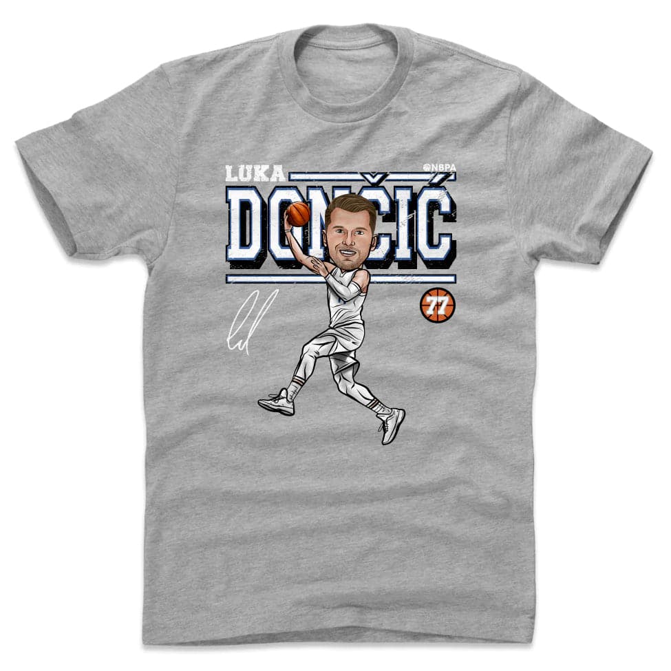 Luka Doncic Dallas Mavericks 500 Level NBA Cartoon T-Shirt - Grey