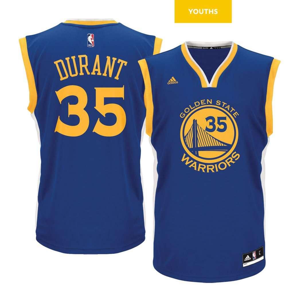 Youths Kevin Durant Golden State Warriors NBA Replica Jersey - Blue