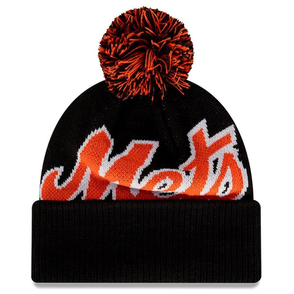 New York Mets New Era MLB Big Script Pom Knit Beanie - Black