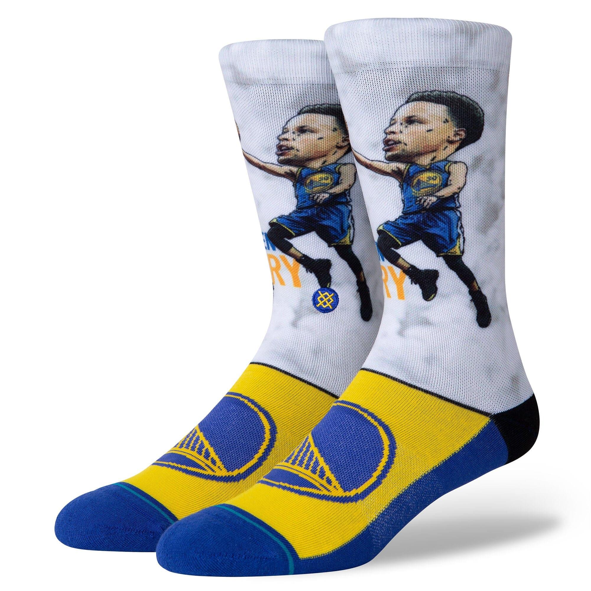 Steph Curry Golden State Warriors Stance NBA Big Head 2 Crew Socks