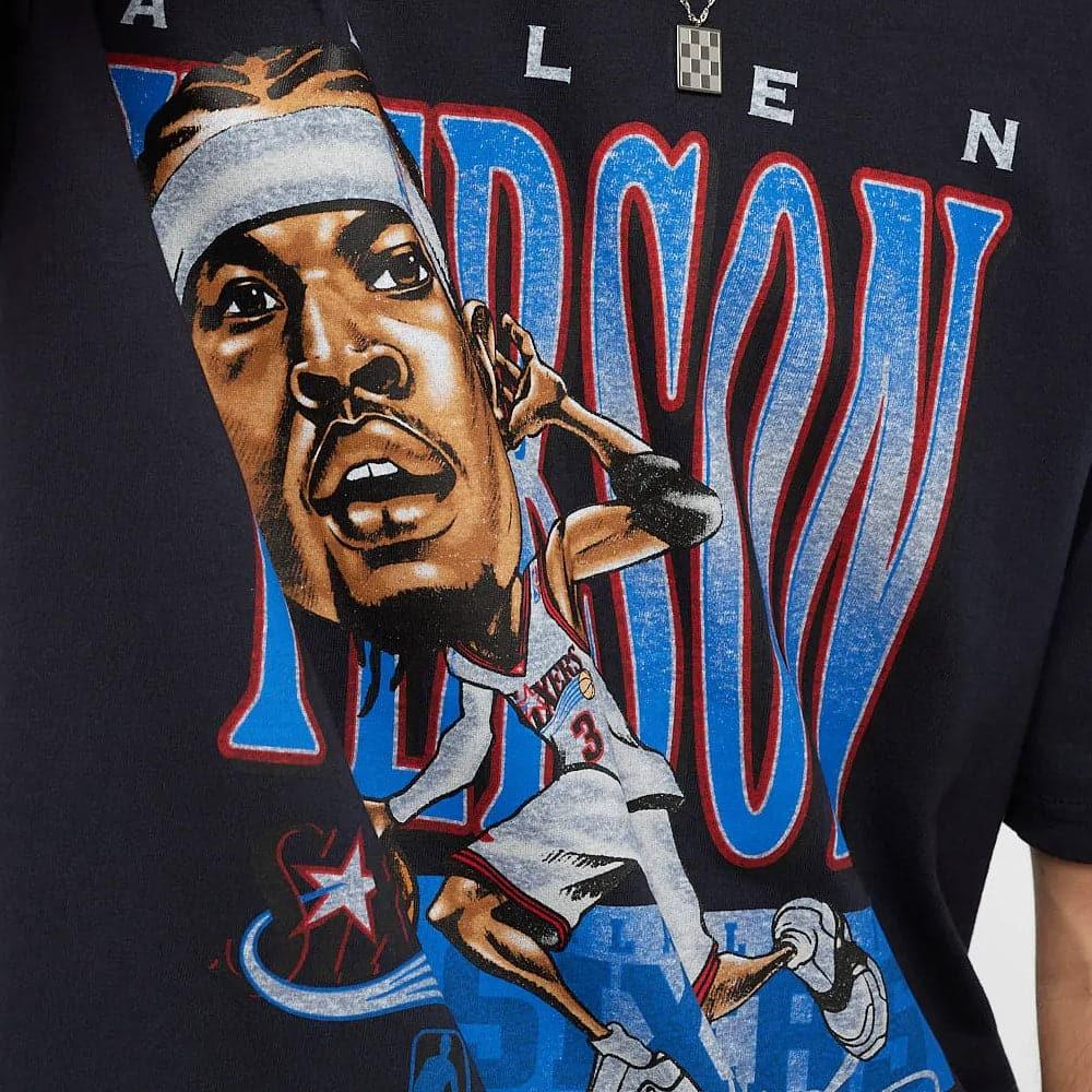 Allen Iverson Philadelphia 76ers Mitchell & Ness NBA Caricature Vintage T-Shirt - Faded Black