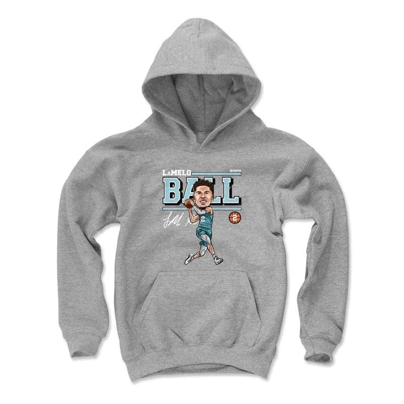 Youths LaMelo Ball Charlotte Hornets 500 Level NBA Cartoon Hoodie Jumper - Grey