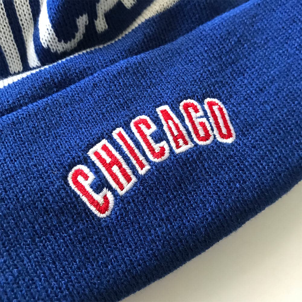 Chicago Cubs New Era MLB Grey Stripe Knit Beanie - Blue