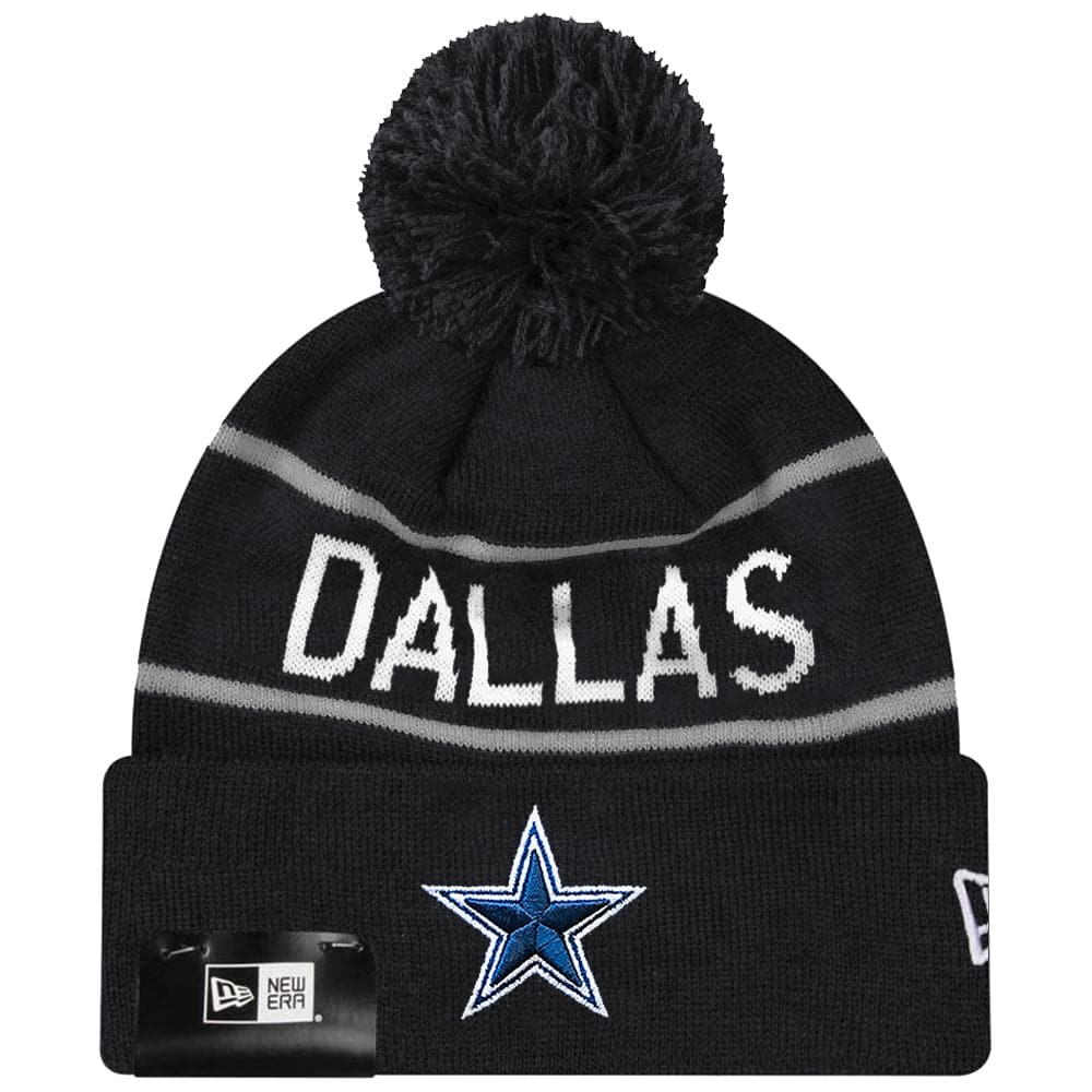 Dallas Cowboys New Era NFL Grey Stripe Knit Beanie - Black