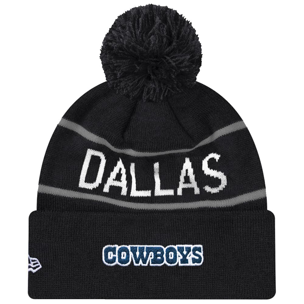 Dallas Cowboys New Era NFL Grey Stripe Knit Beanie - Black