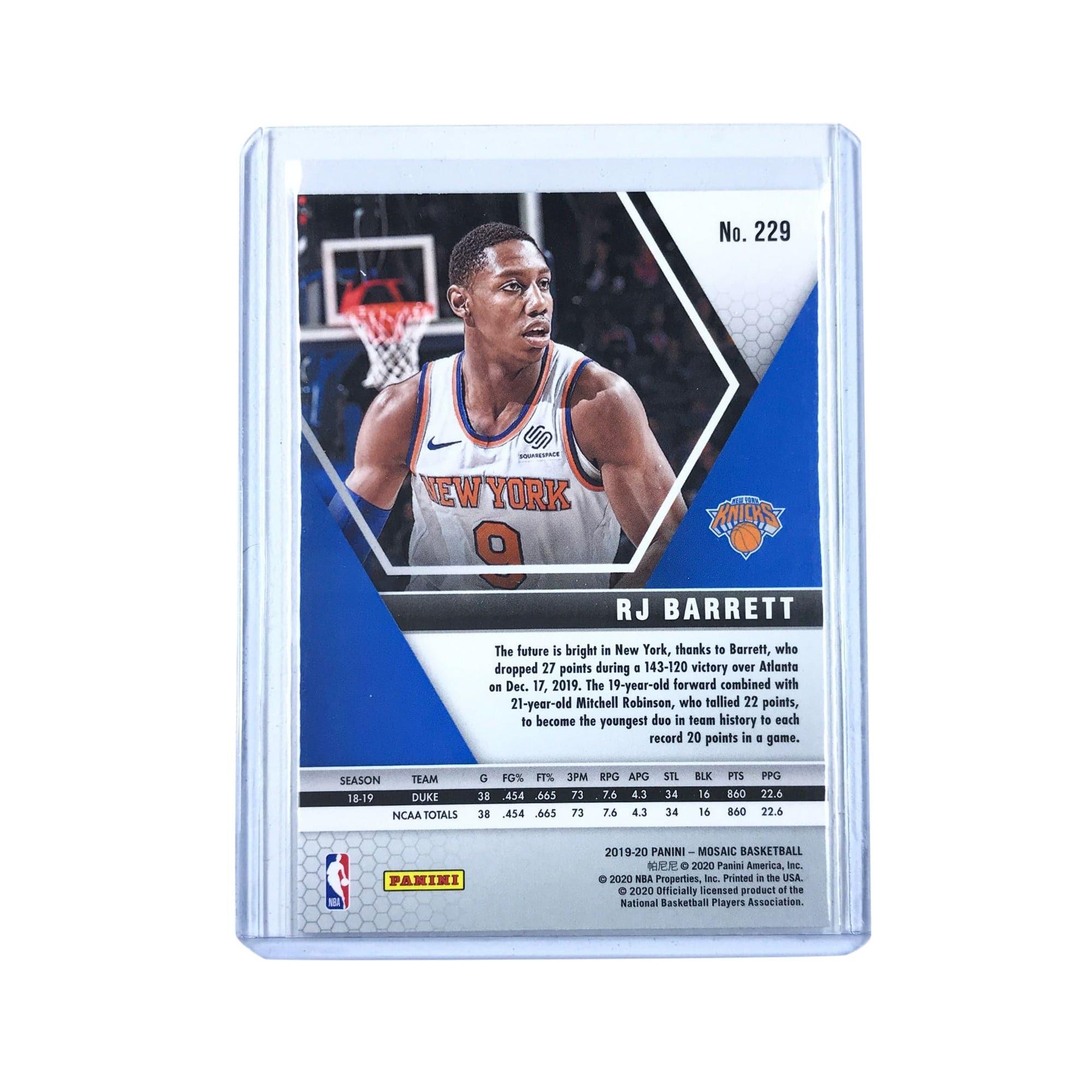 RJ Barrett New York Knicks 2019-20 Panini Mosaic NBA Base Rookie 229 Card