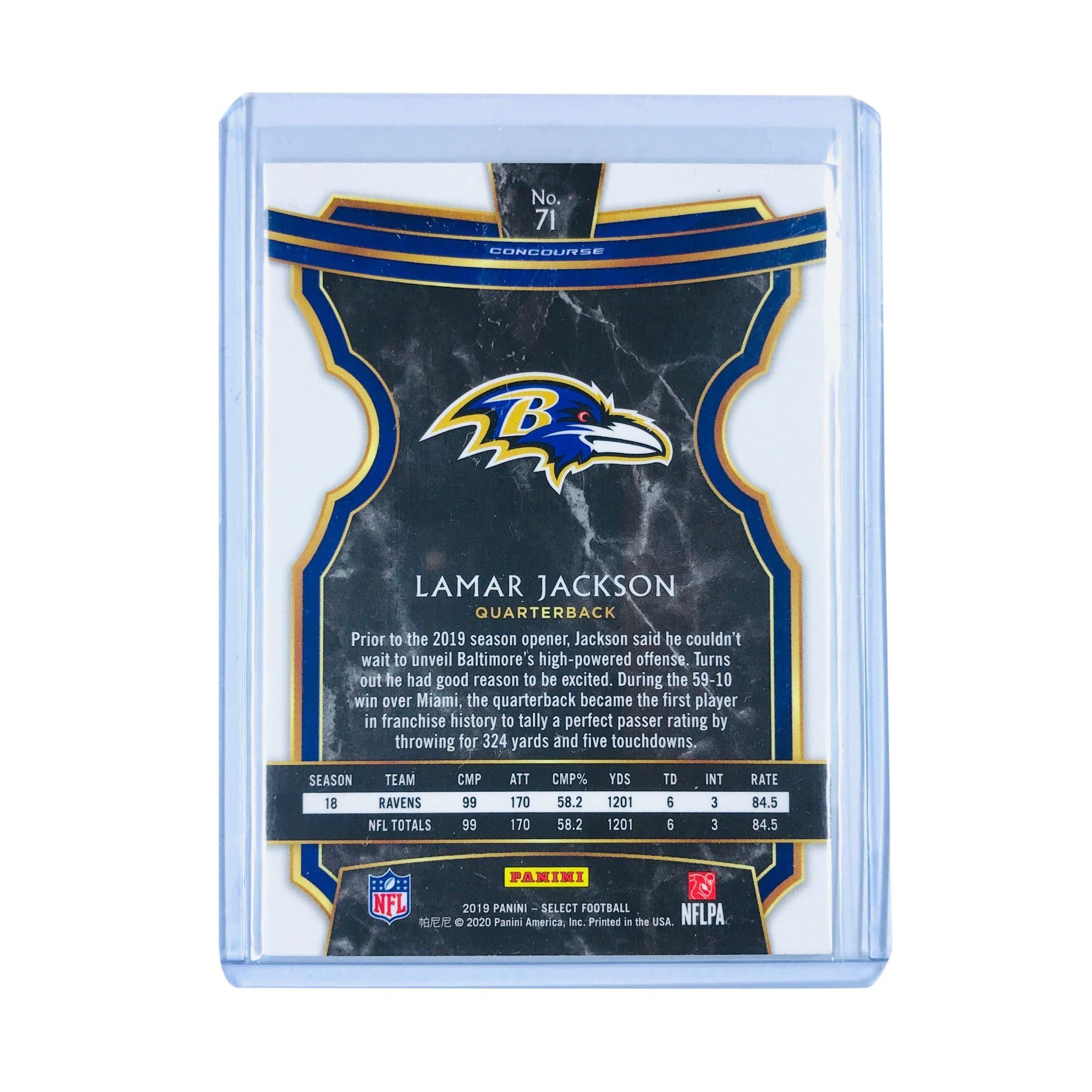 Lamar Jackson Baltimore Ravens 2019 Panini Select NFL Concourse 71 Card