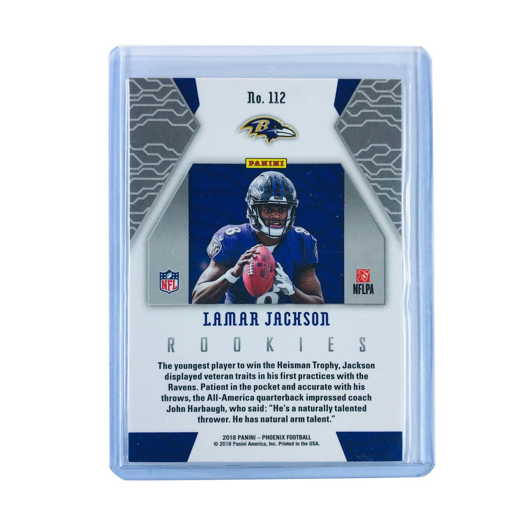 Lamar Jackson Baltimore Ravens 2018 Panini Phoenix NFL Silver Rookie 112 Card