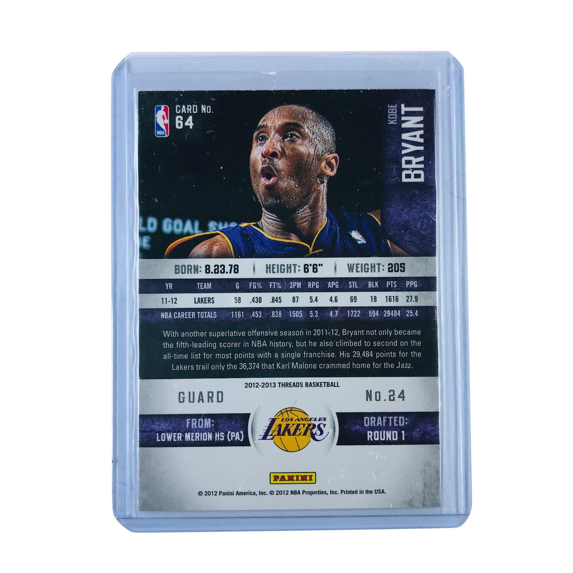 Kobe Bryant Los Angeles Lakers 2012-2013 Panini Threads NBA Card