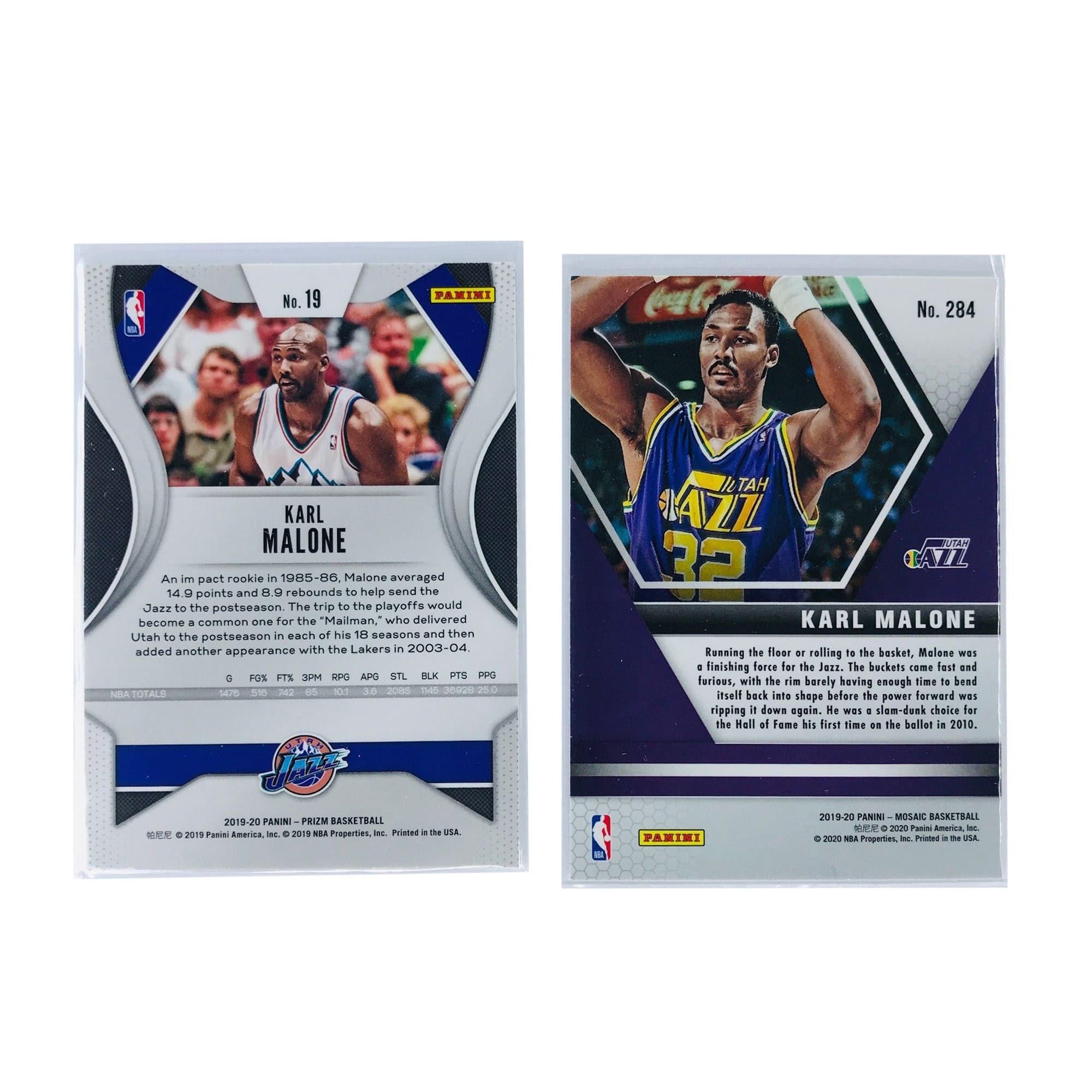 Karl Malone Utah Jazz 19-20 Panini NBA Prizm/Mosaic 2 Card Set