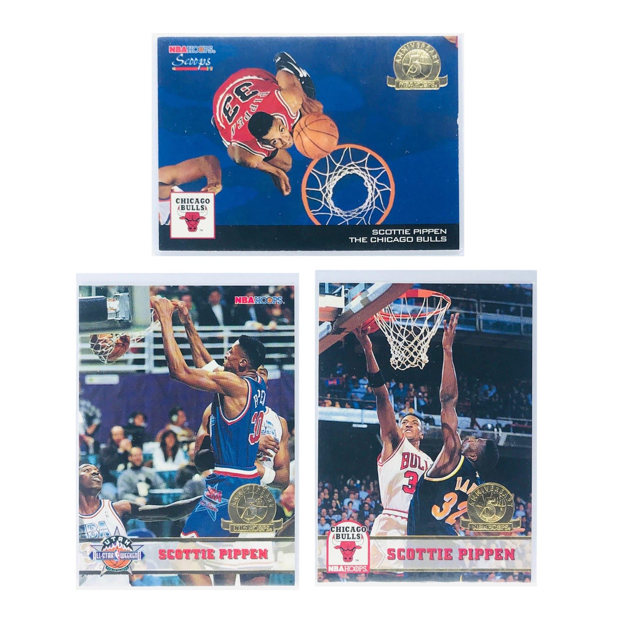 Scottie Pippen Chicago Bulls NBA 3 Card Hoops 5th Anniversary Set