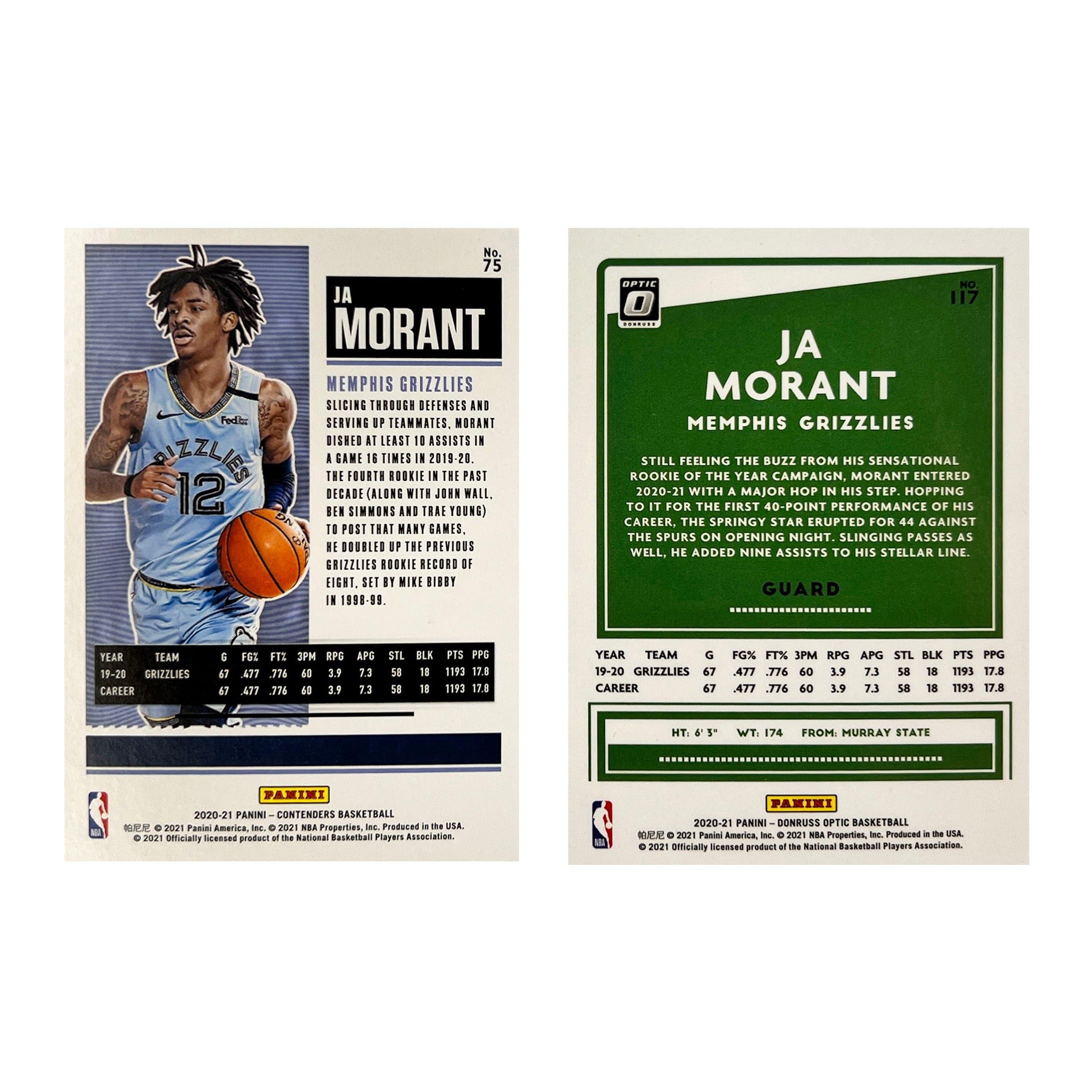 Ja Morant Memphis Grizzlies Panini NBA Optic/Contenders 20-21 Base 2 Card Set