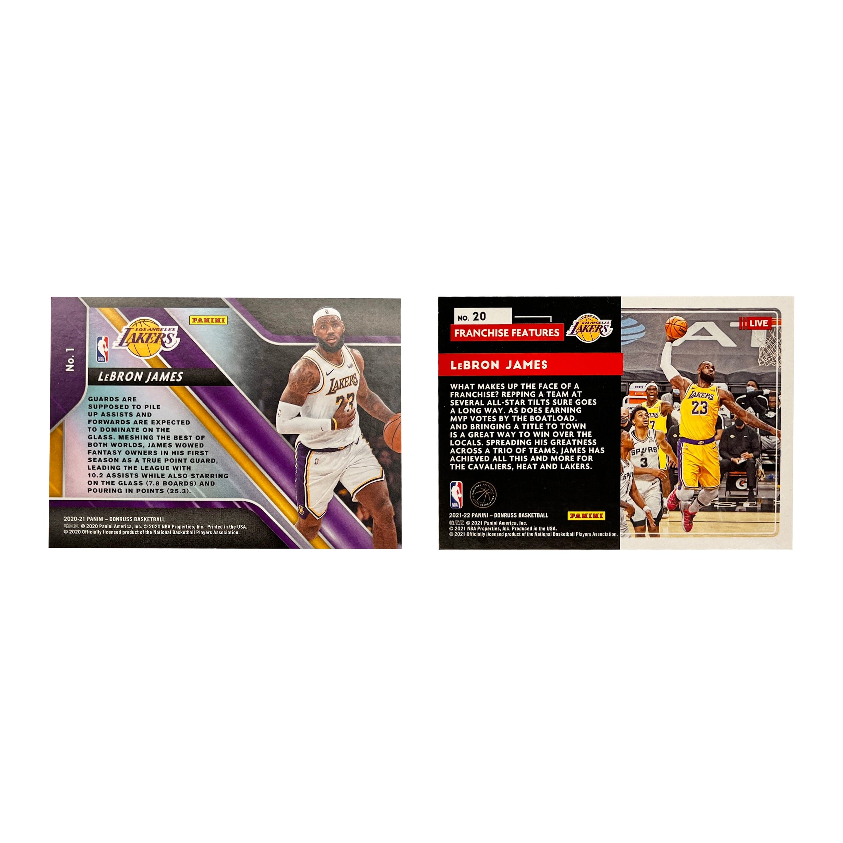 LeBron James Los Angeles Lakers Panini NBA Hoops/Donruss 20-21 Insert 2 Card Set