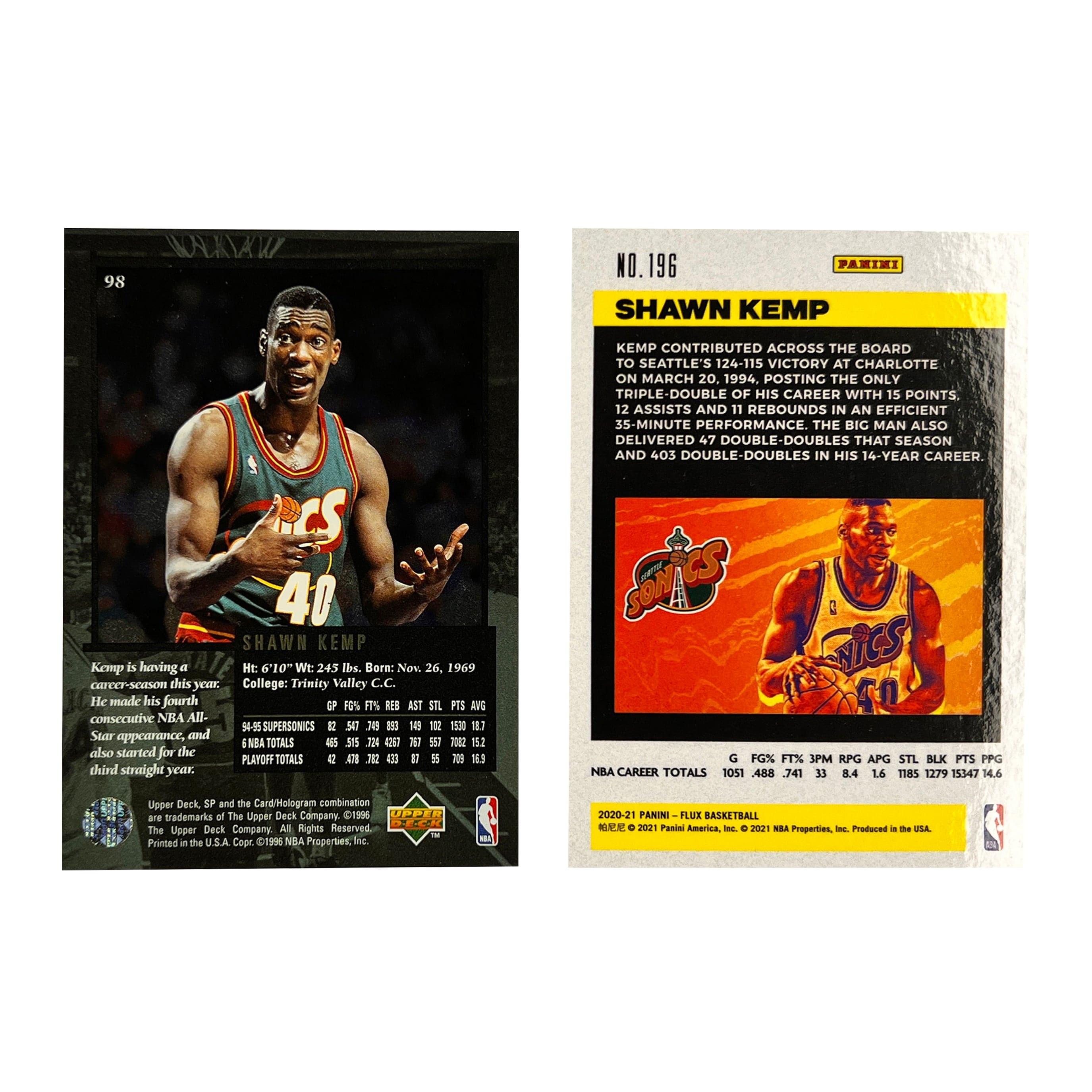 Shawn Kemp Seattle Supersonics Upper Deck/Panini NBA 96-21 2 Card Set