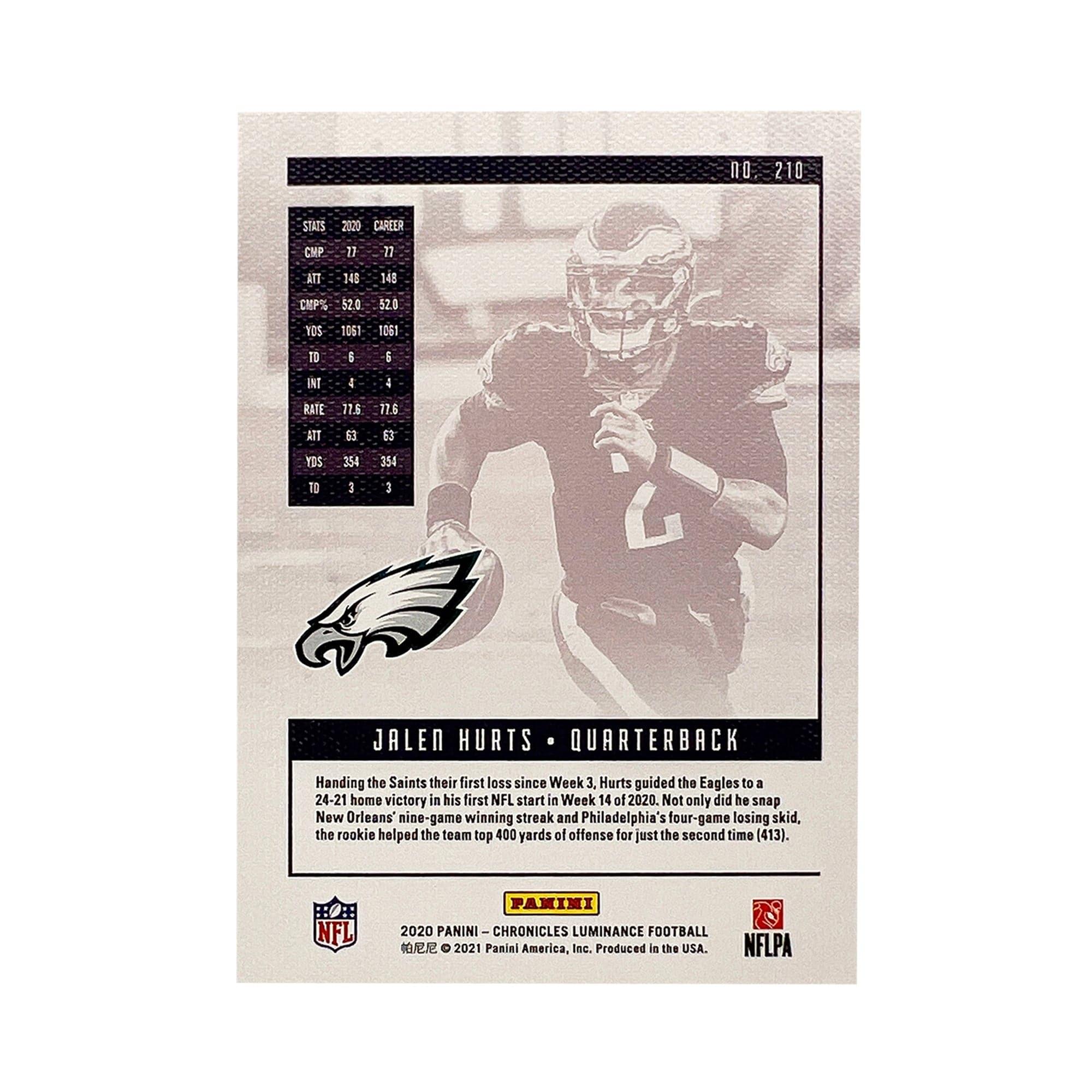 Jalen Hurts Philadelphia Eagles Panini NFL 20-21 Luminance Pink Rookie Card