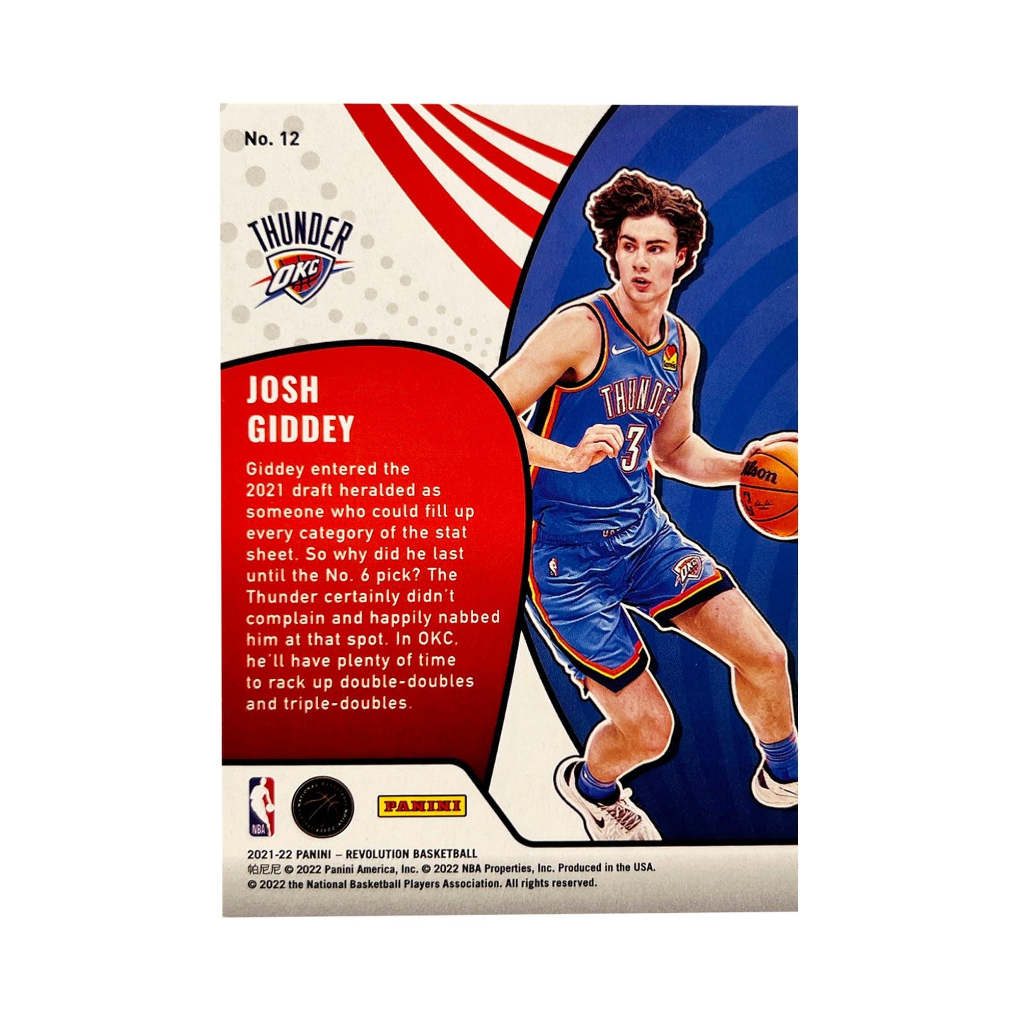 Josh Giddey Oklahoma City Thunder Panini NBA 21-22 Vortex Rookie Insert Card