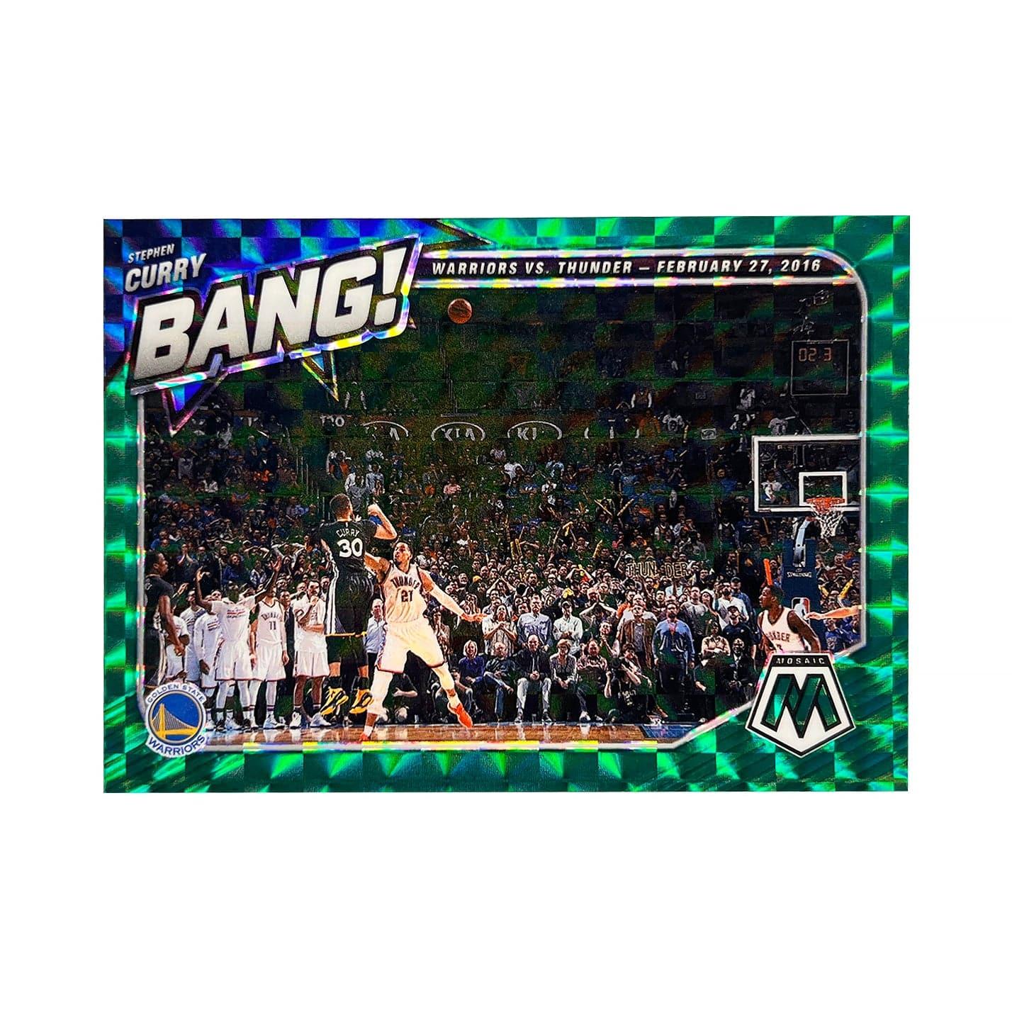 Steph Curry Golden State Warriors Panini NBA 20-21 Mosaic Bang Green Insert Card