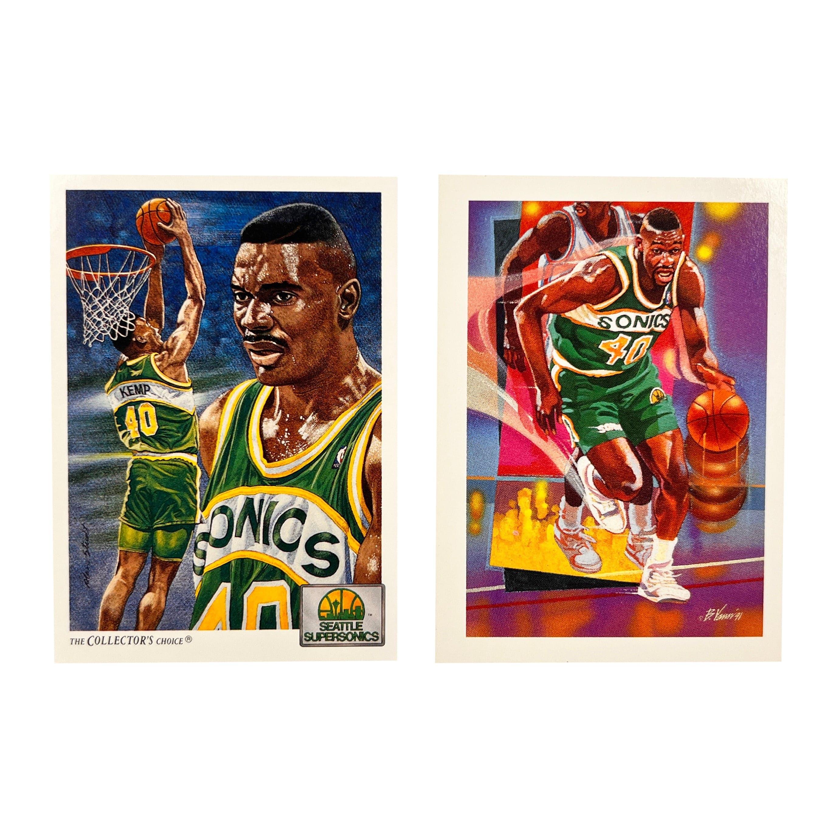 Shawn Kemp Seattle Supersonics Upper Deck/Hoops NBA 91 Illustration 2 Card Set