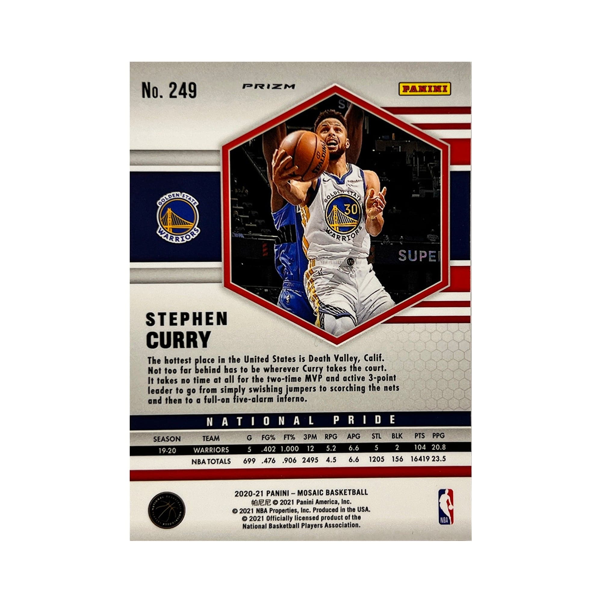 Steph Curry Golden State Warriors Panini NBA 19-20 Mosaic Pride Pink Card