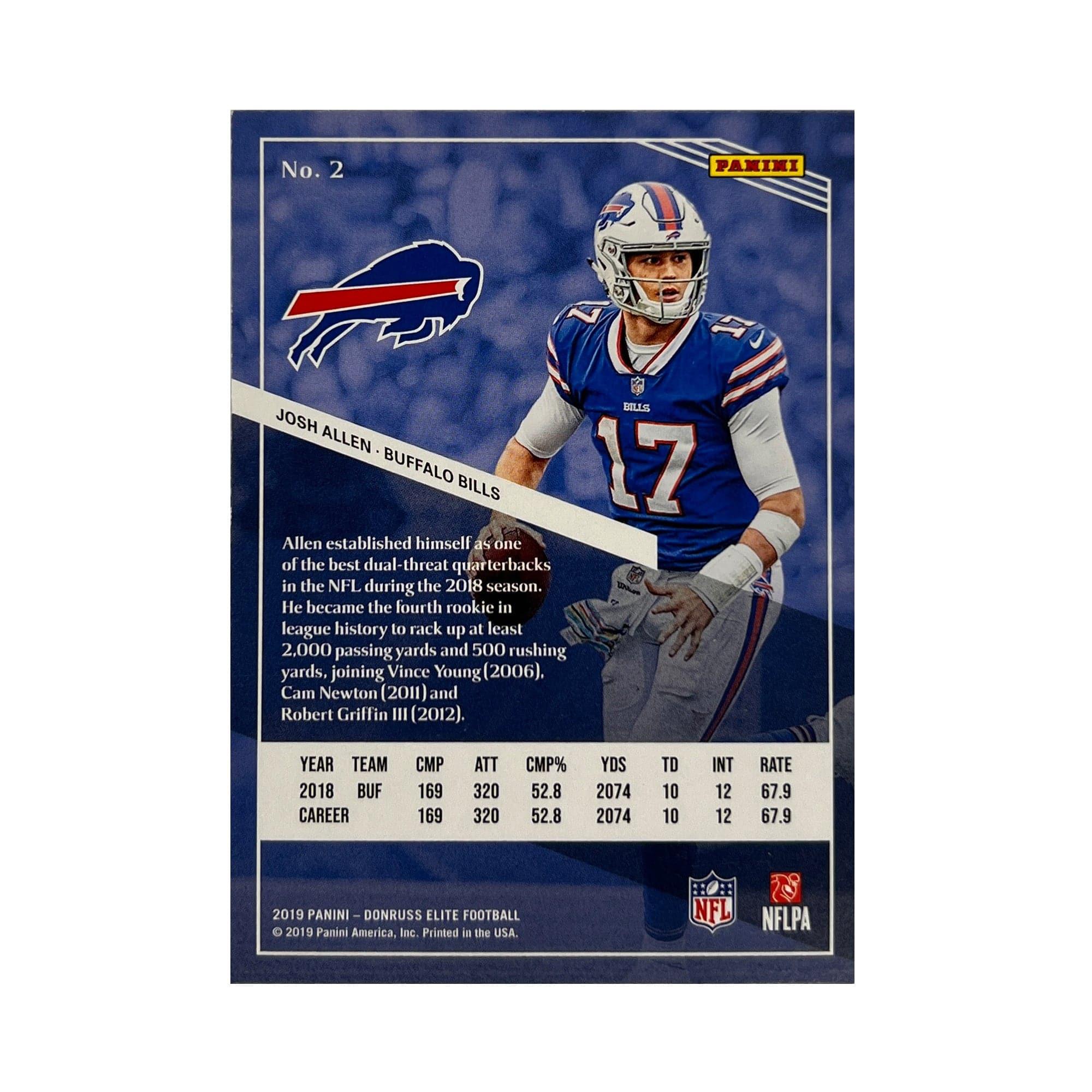 Josh Allen Buffalo Bills Panini NFL 2019 Donruss Elite Base Card