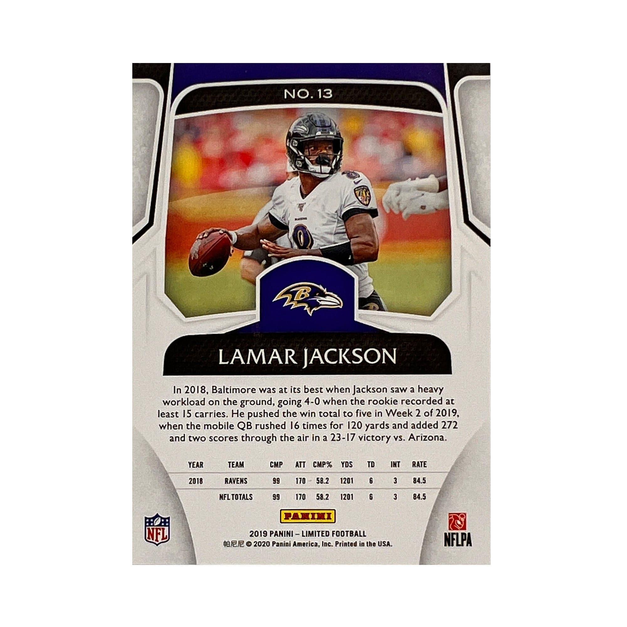 Lamar Jackson Baltimore Ravens Panini NFL 2019 Limited Base Card