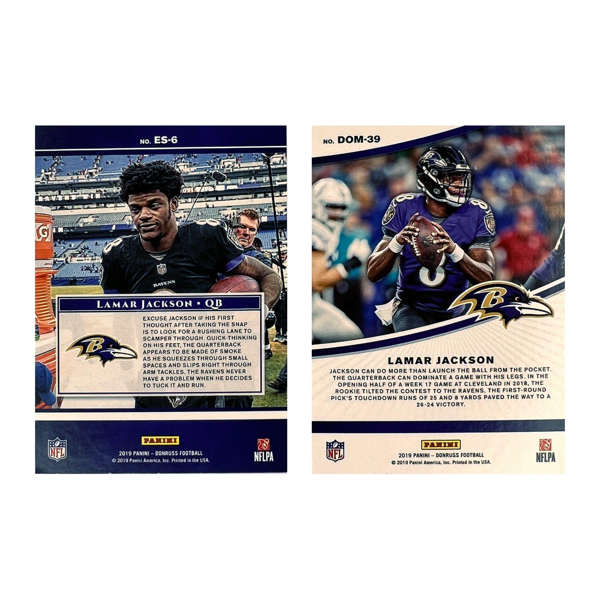 Lamar Jackson Baltimore Ravens Panini NFL 2019 Donruss Insert 2 Card Set