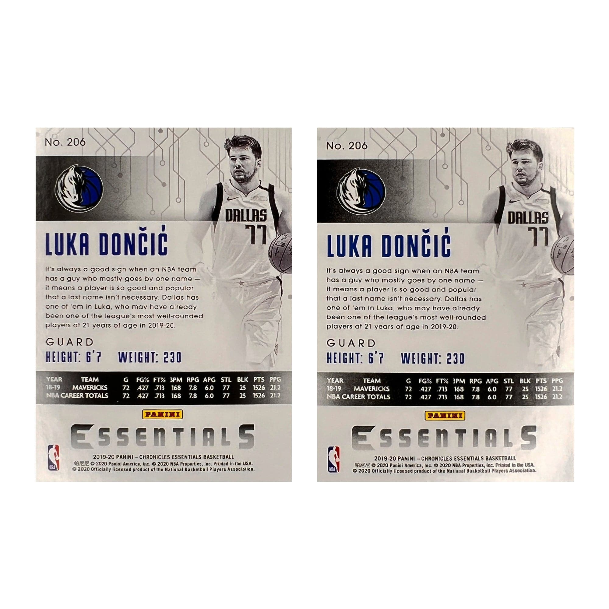 Luke Doncic Dallas Mavericks Panini NBA Essentials Silver/Bronze 2 Card Set