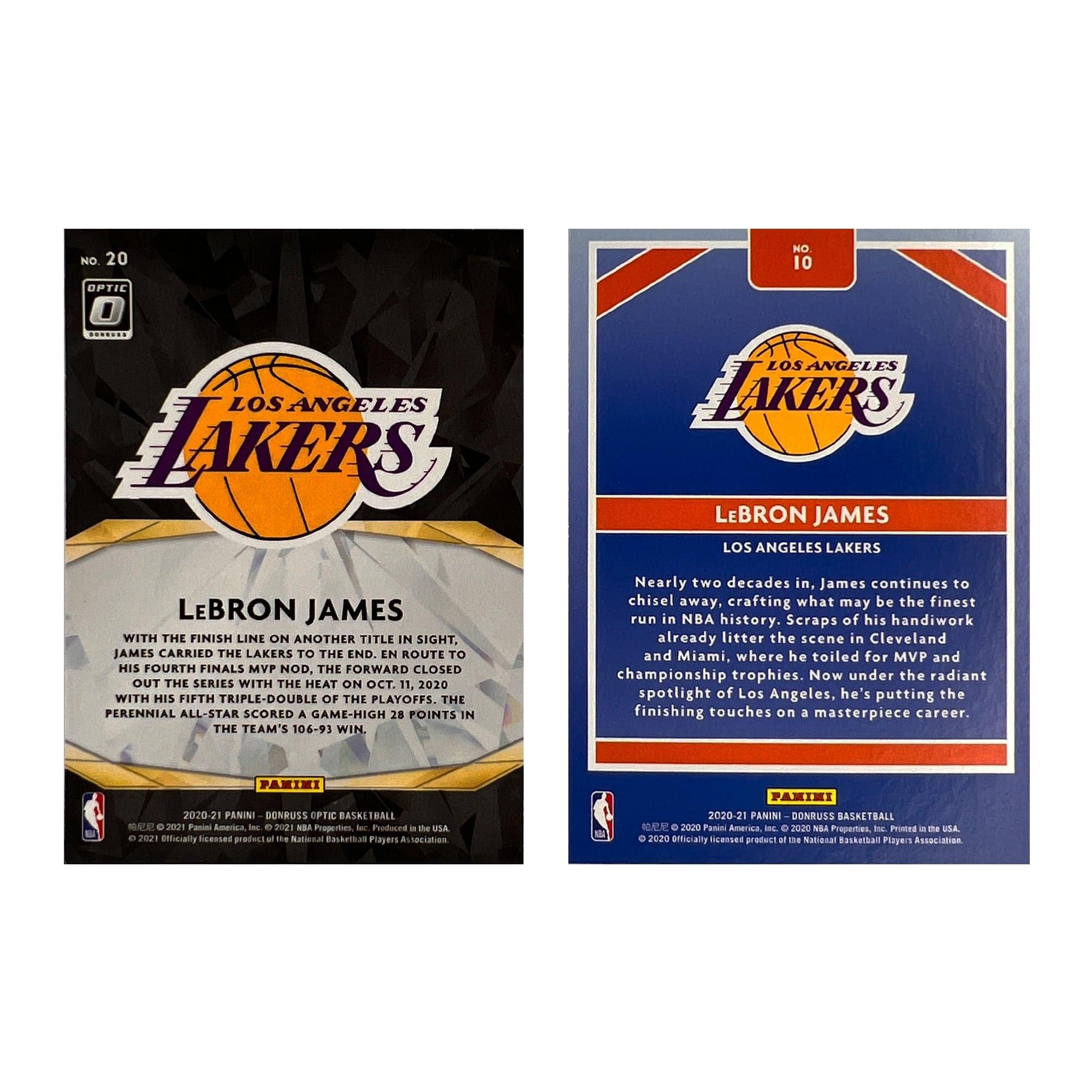 LeBron James Los Angeles Lakers Panini NBA 20-21 Optic/Donruss Insert 2 Card Set