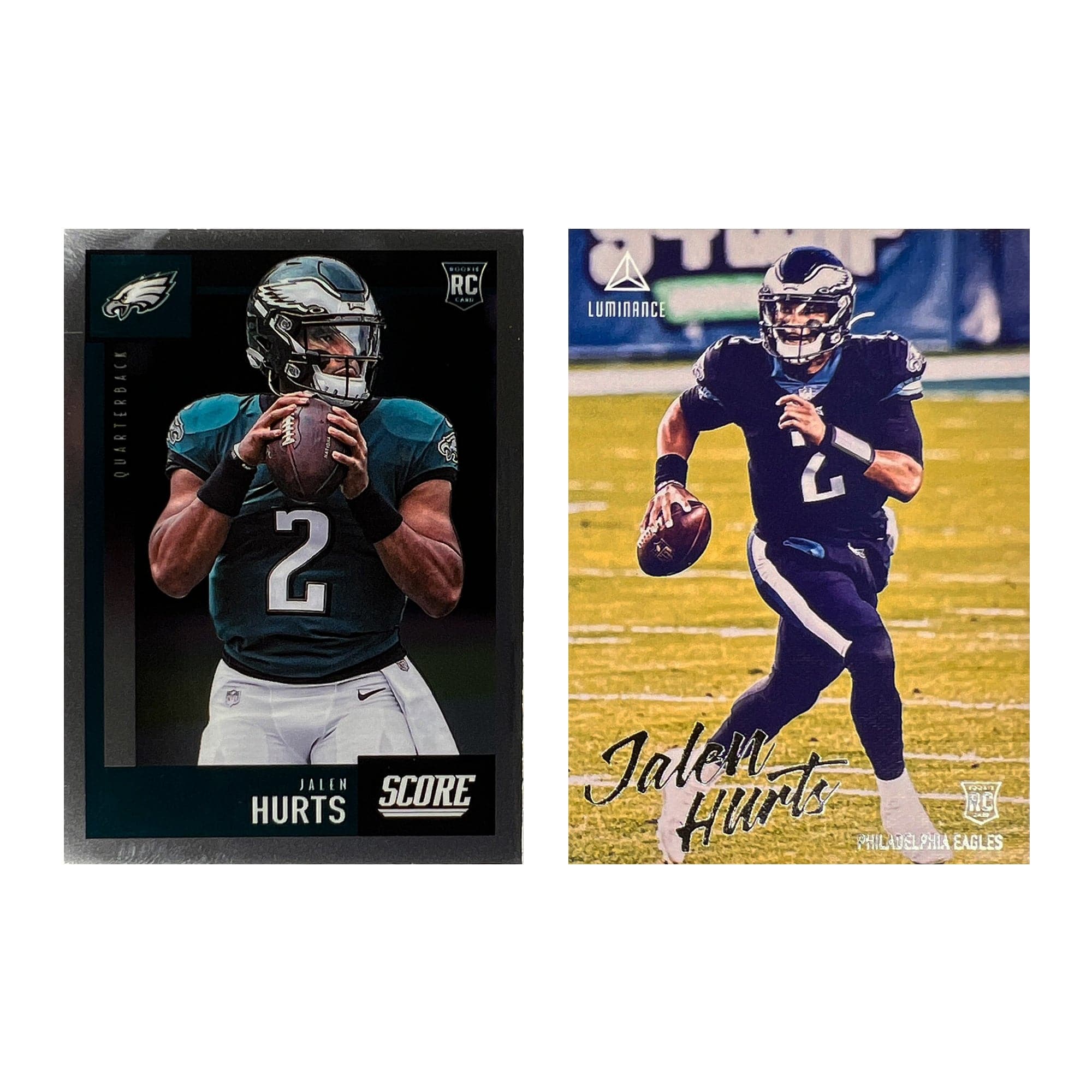 Jalen Hurts Philadelphia Eagles Panini NFL 20-21 Score/Luminance Rookie 2 Card Set