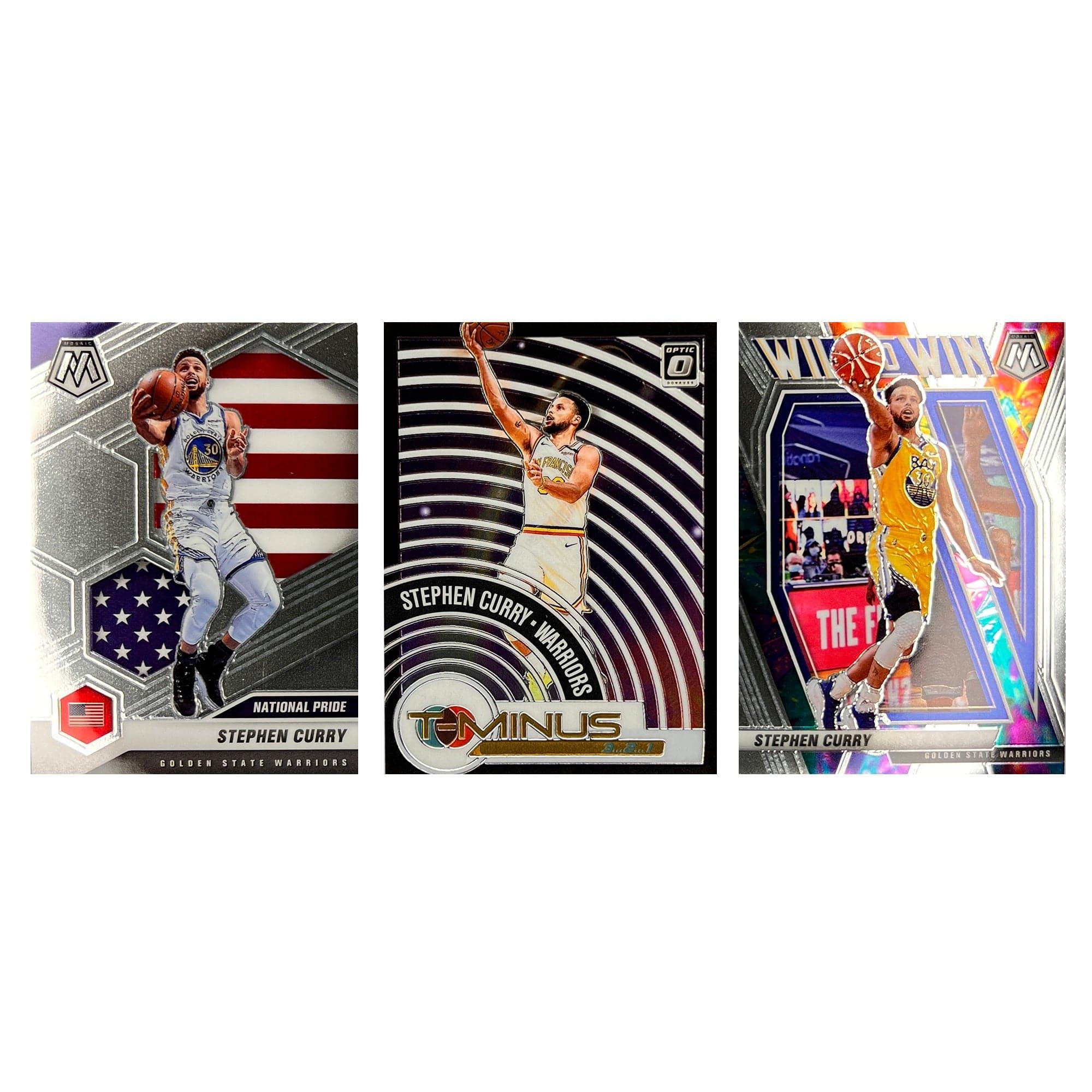 Steph Curry Golden State Warriors Panini NBA Optic/Mosaic Insert 3 Card Set