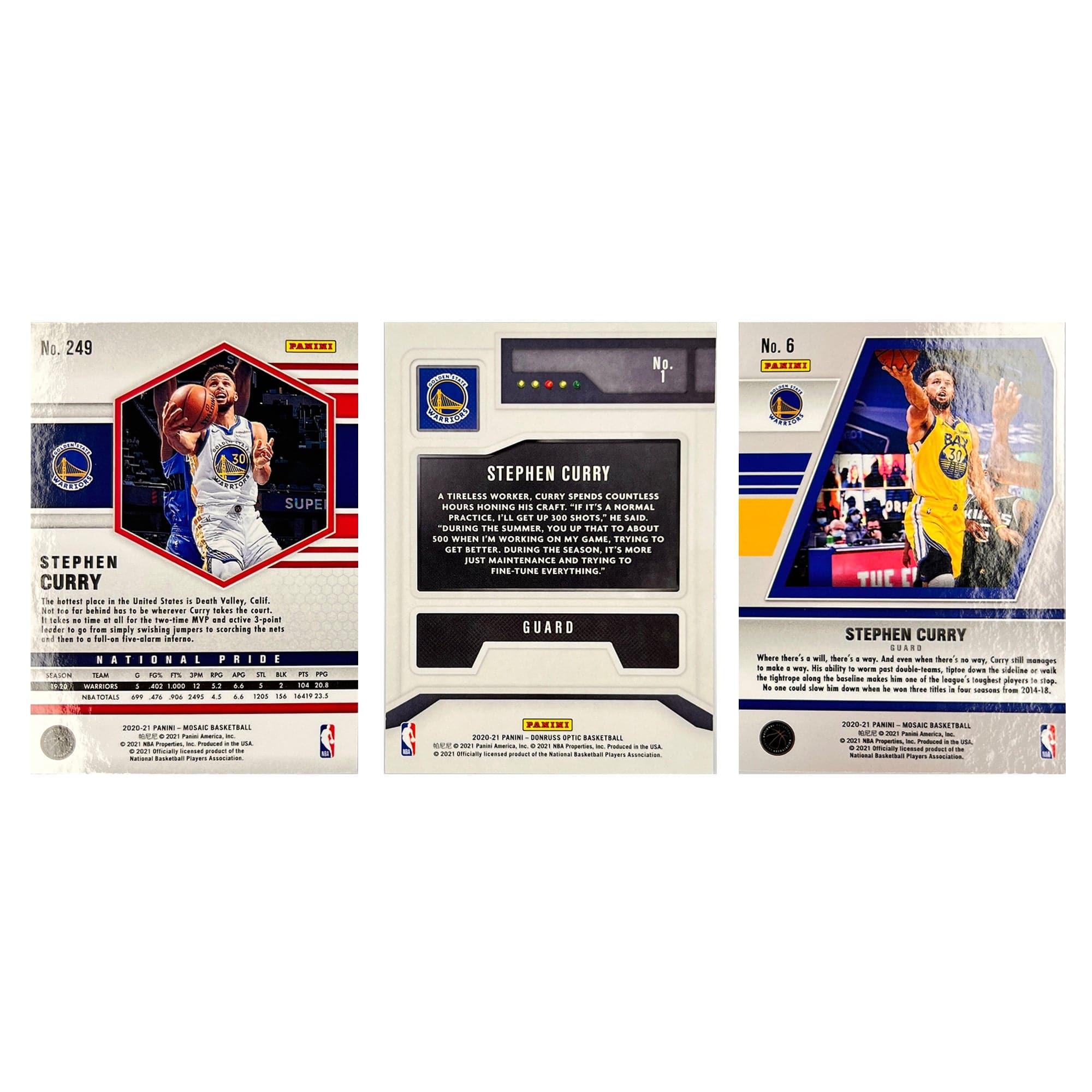 Steph Curry Golden State Warriors Panini NBA Optic/Mosaic Insert 3 Card Set