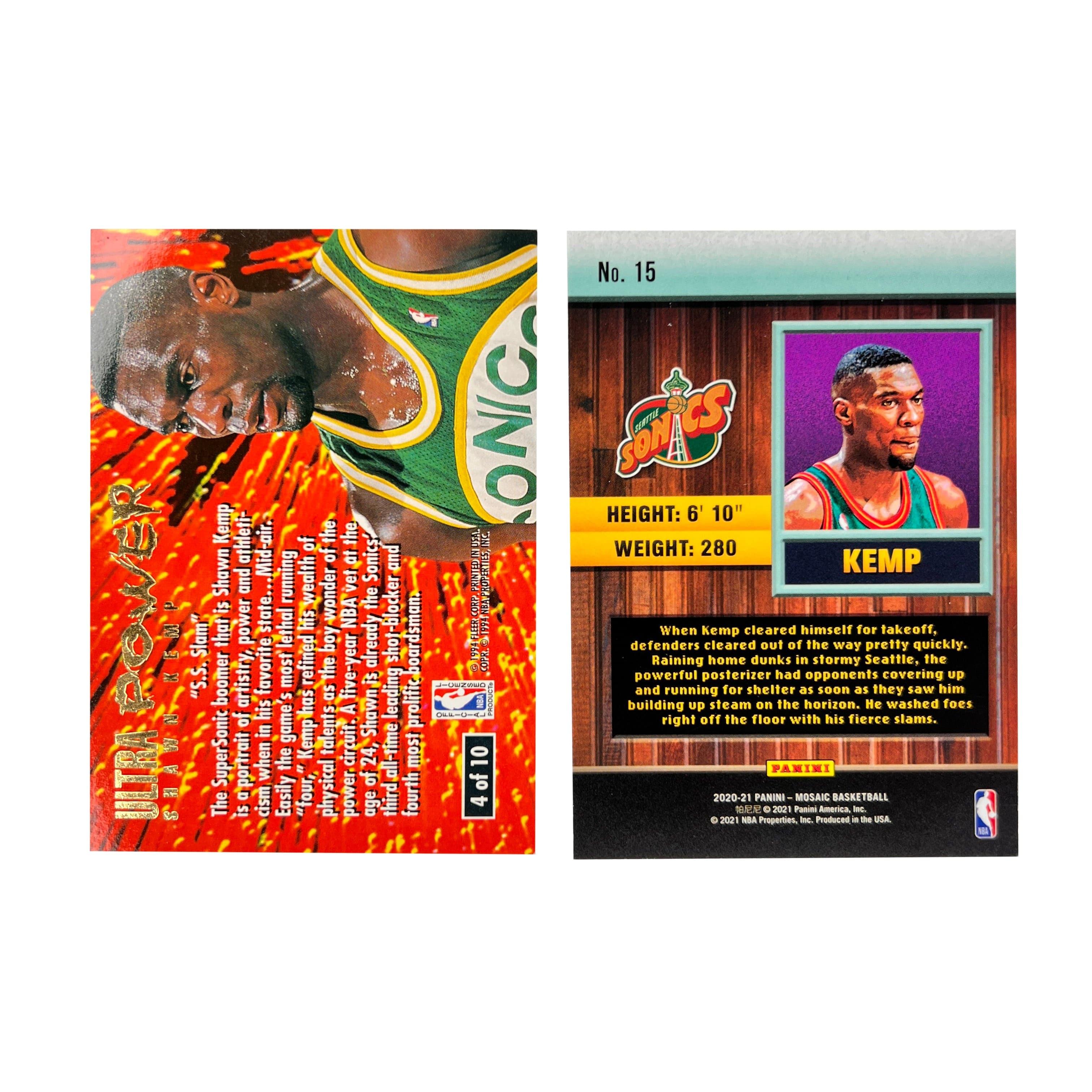 Shawn Kemp Seattle Supersonics Panini NBA Insert 2 Card Set