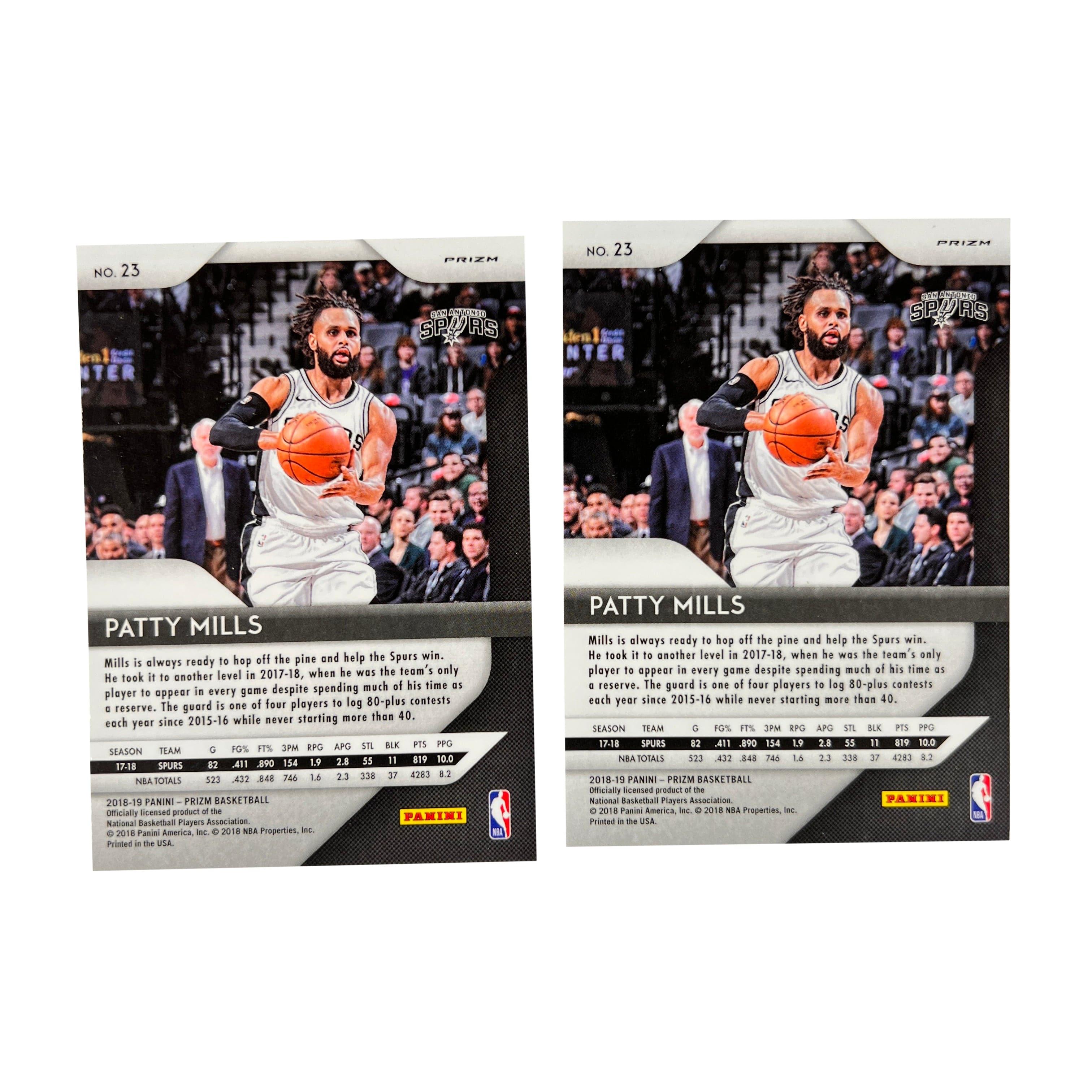 Patty Mills San Antonio Spurs Panini NBA Prizm Silver/Red 2 Card Set