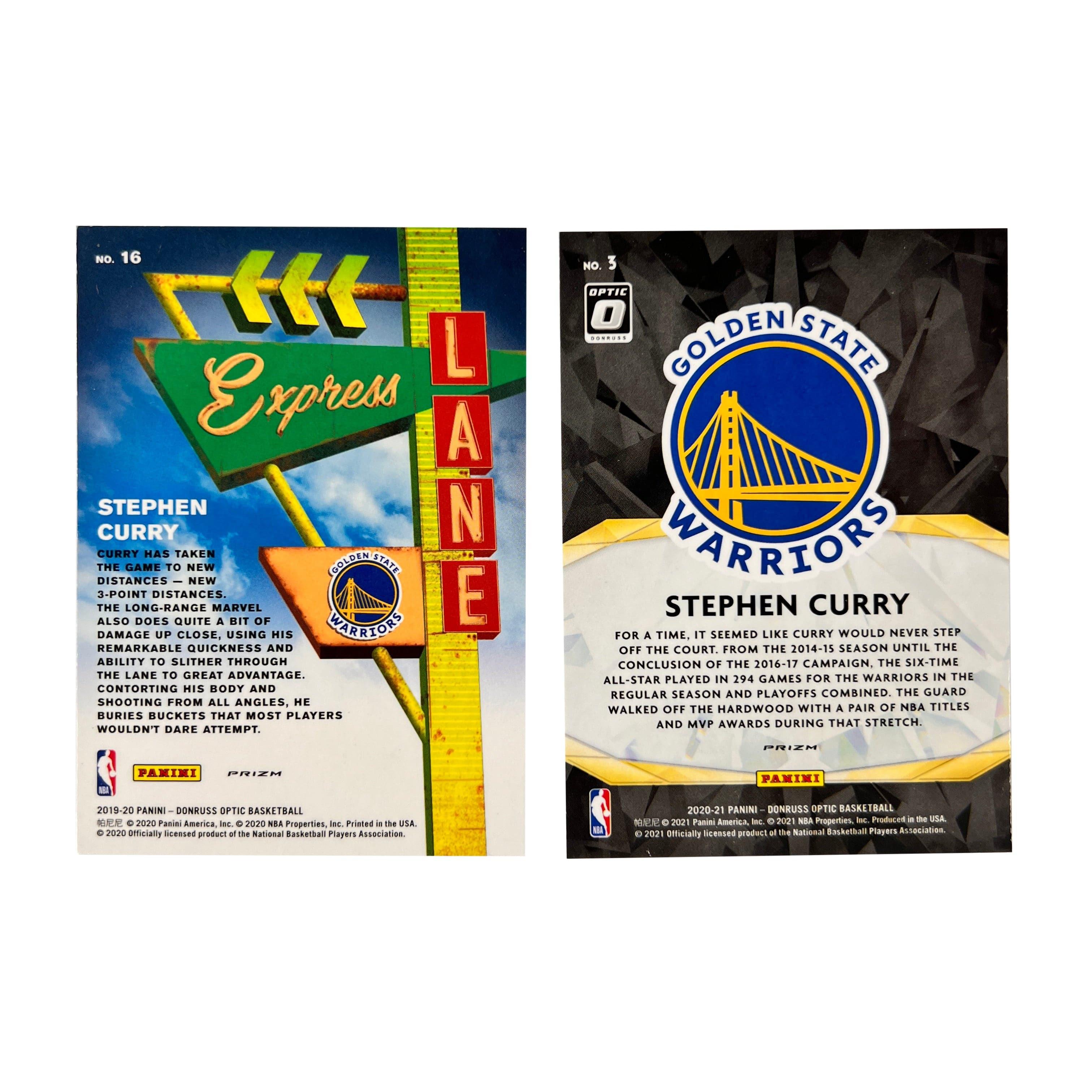 Steph Curry Golden State Warriors Panini NBA 19-21 Optic Silver 2 Card Set