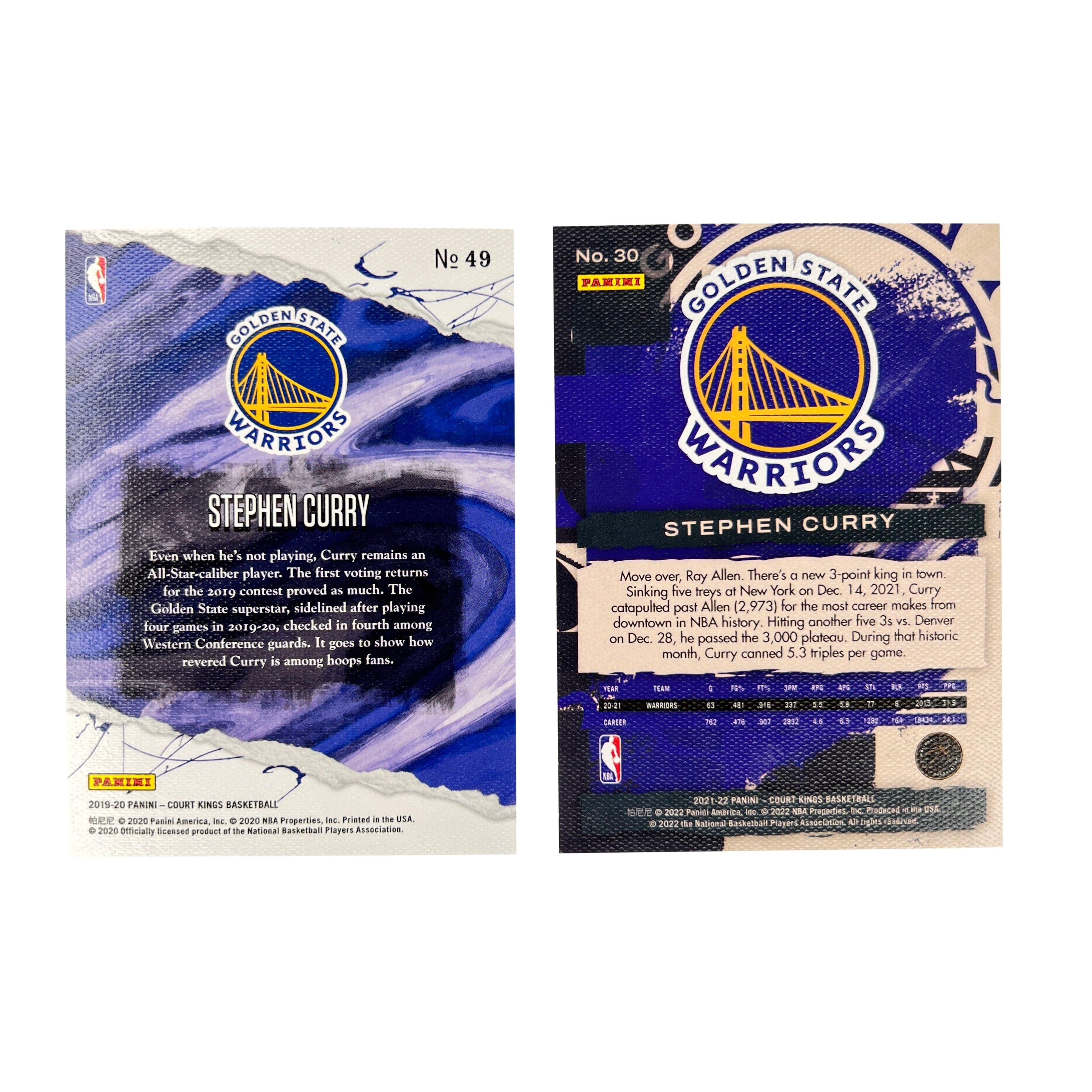 Steph Curry Golden State Warriors Panini NBA 19-21 Court Kings 2 Card Set