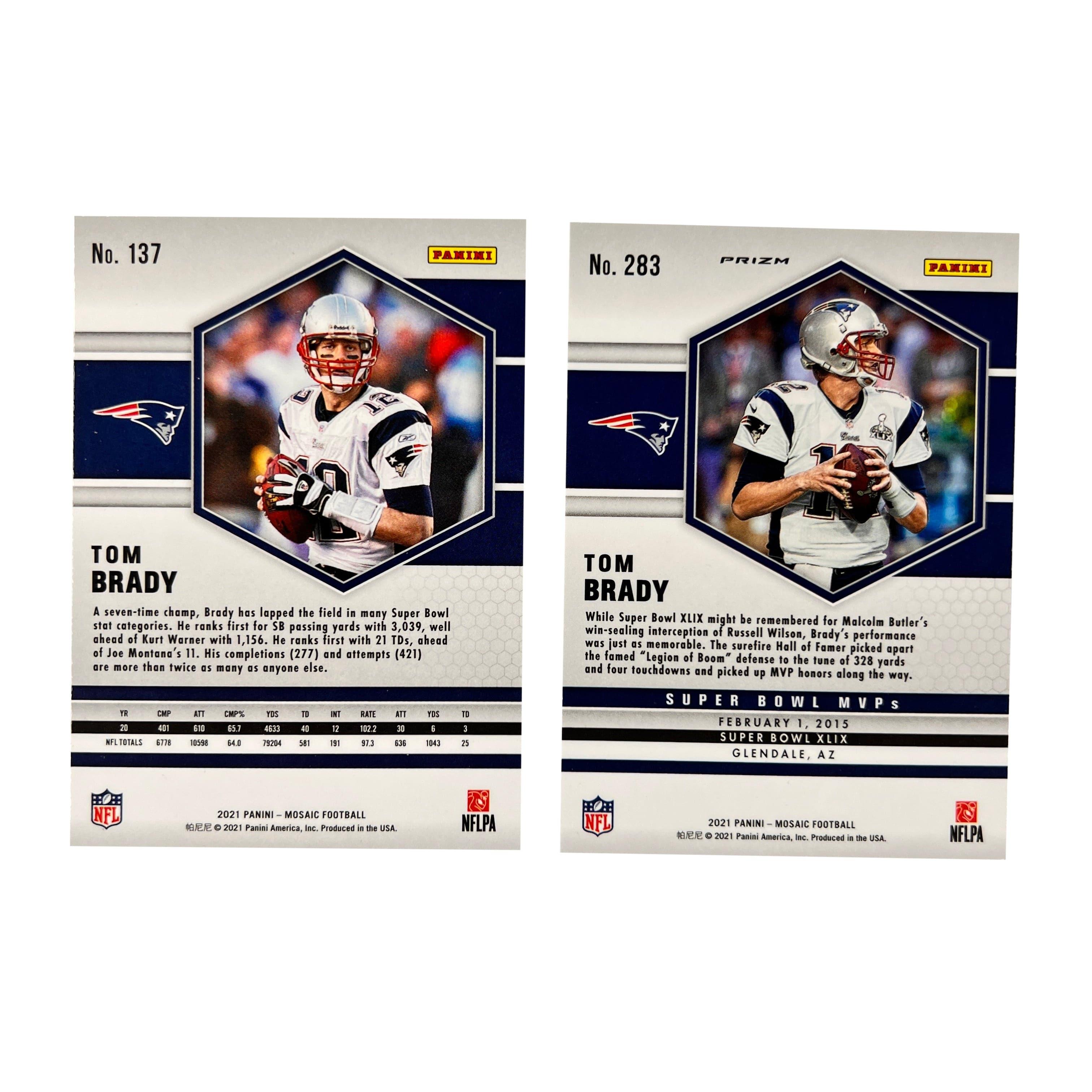 Tom Brady New England Patriots Panini NBA 21 Mosaic 2 Card Set