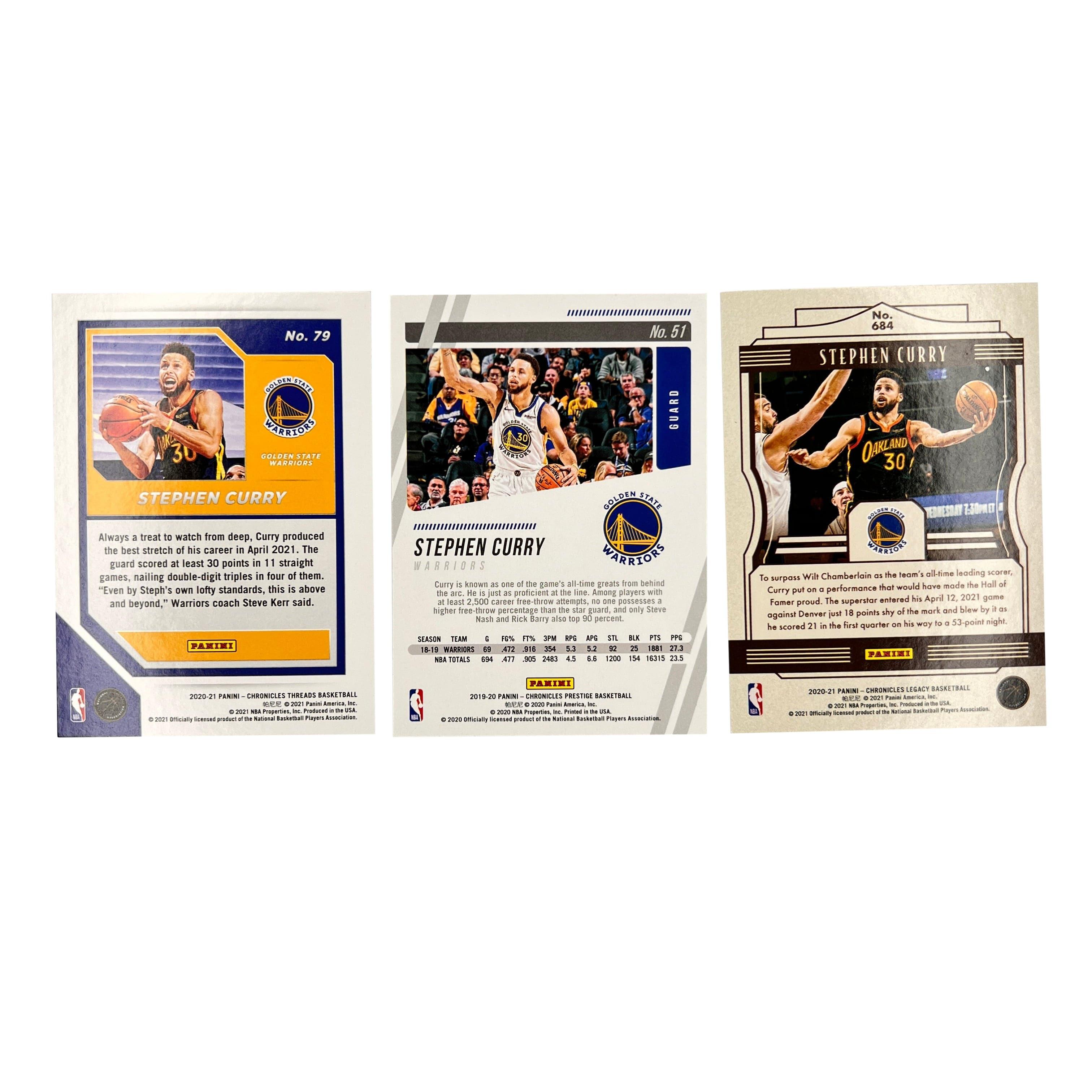 Steph Curry Golden State Warriors Panini NBA 19-21 Chronicles 3 Card Set