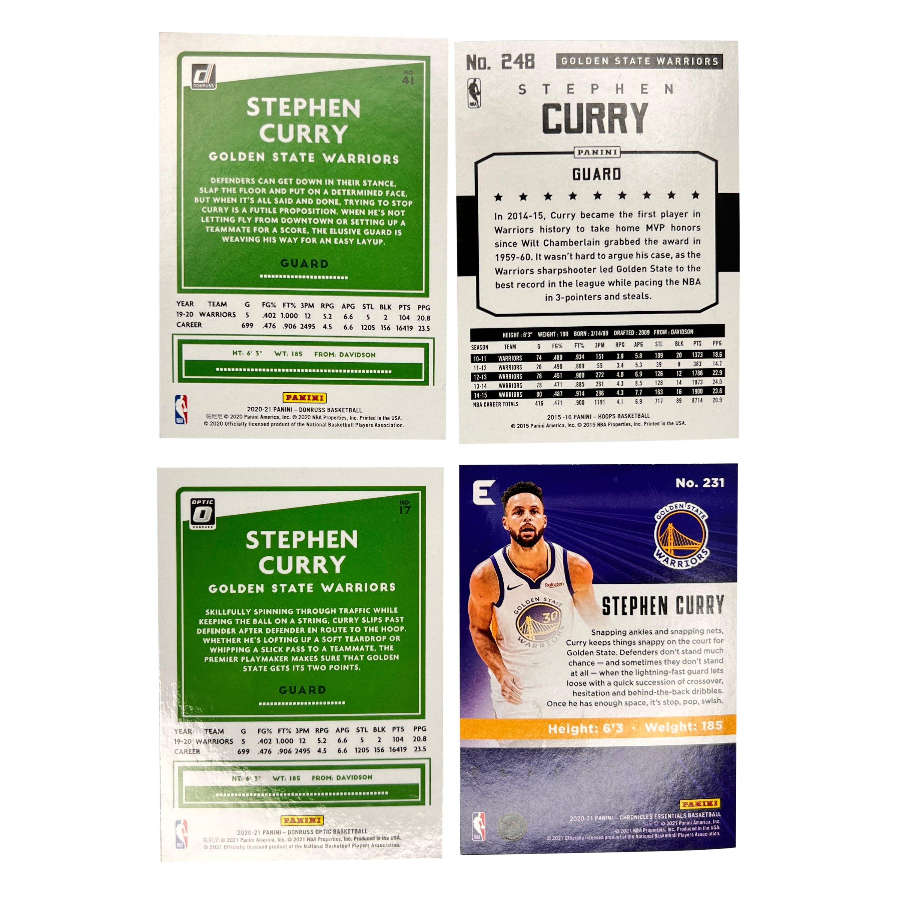 Steph Curry Golden State Warriors Panini NBA 15-21 4 Base Card Set