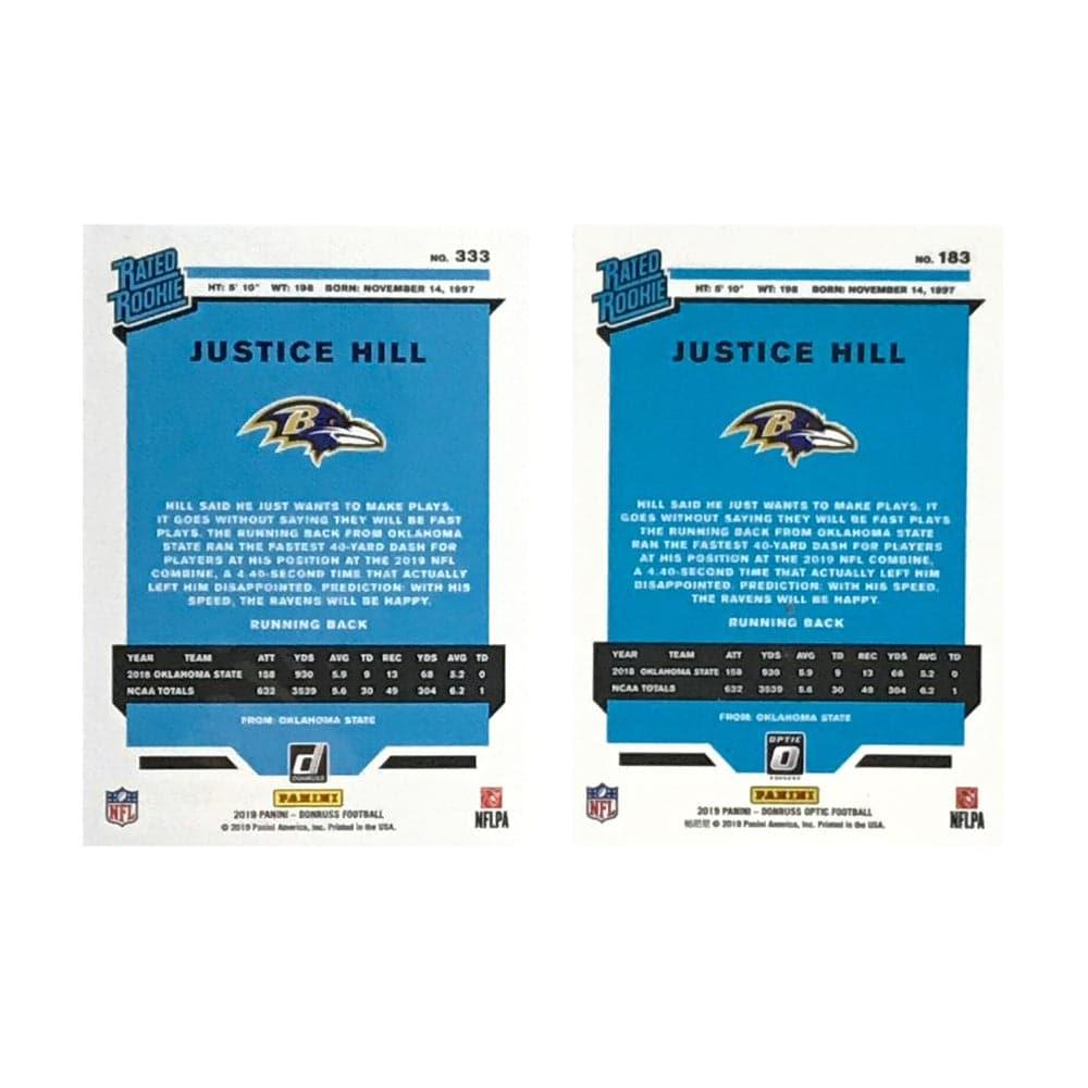 Justice Hill Baltimore Ravens 2019 Panini NFL 2 Insert Rookie Card Set