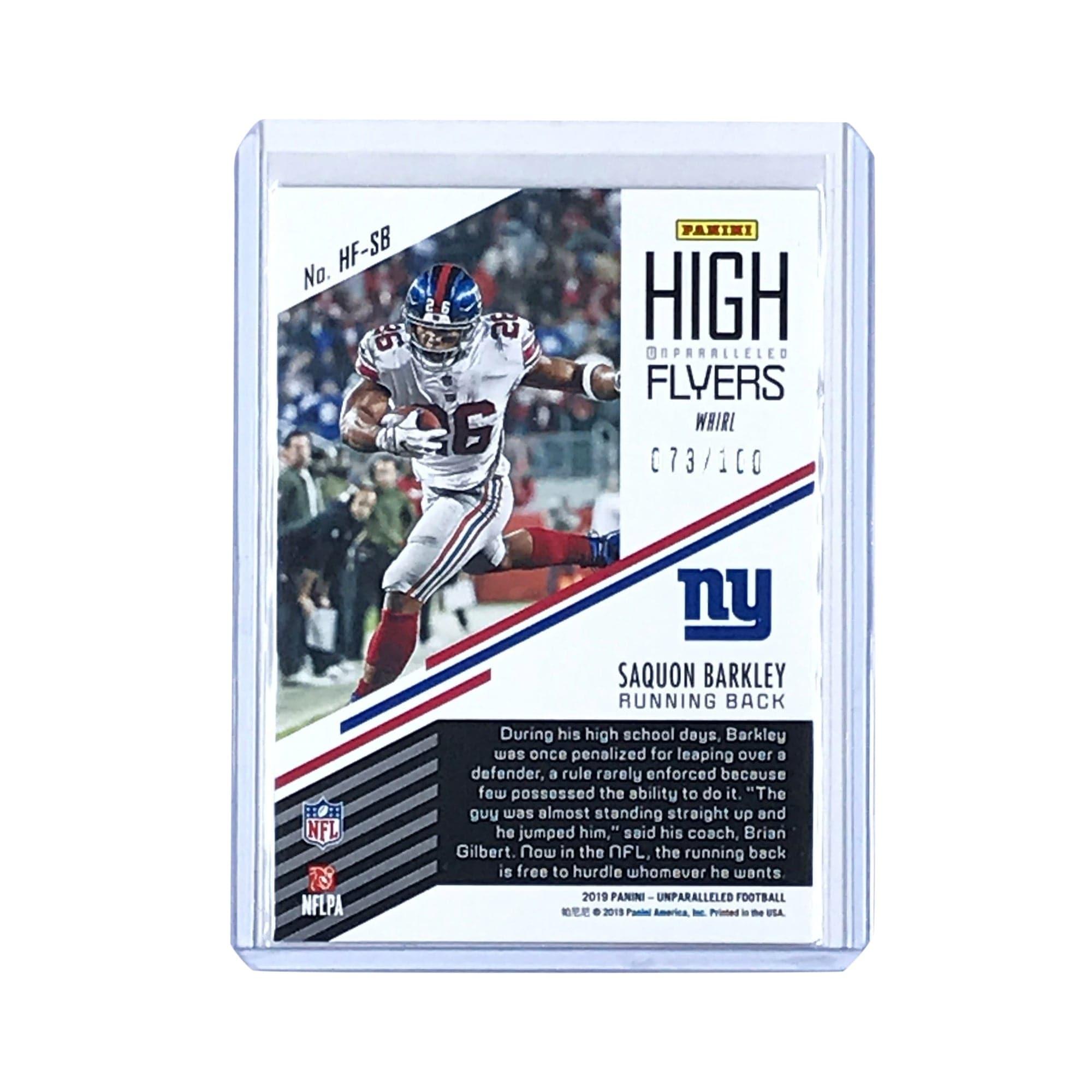 Saquon Barkley New York Giants 2019 Panini Unparalleled NFL High Flyers /100 Card